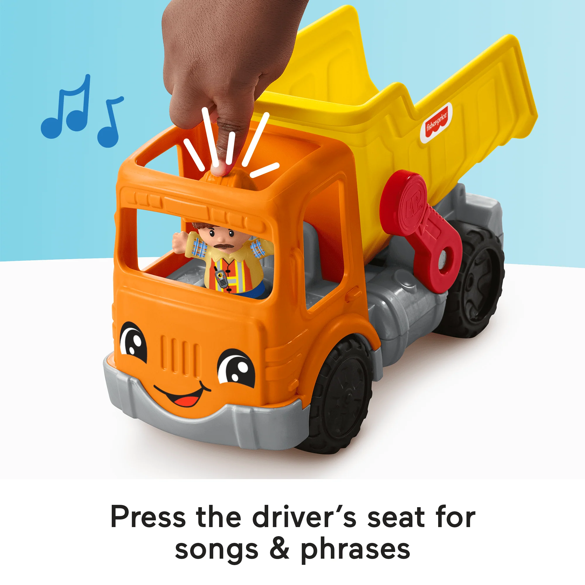 Fisher-Price Little People Work Together Dump Truck Toddler Construction Toy With Music