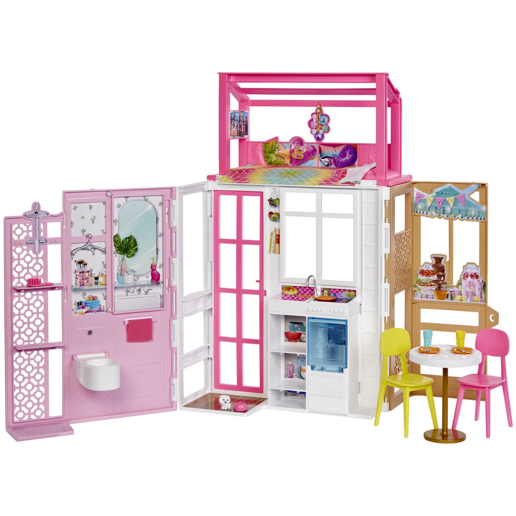 Barbie Dollhouse With 2 Levels & 4 Play Areas