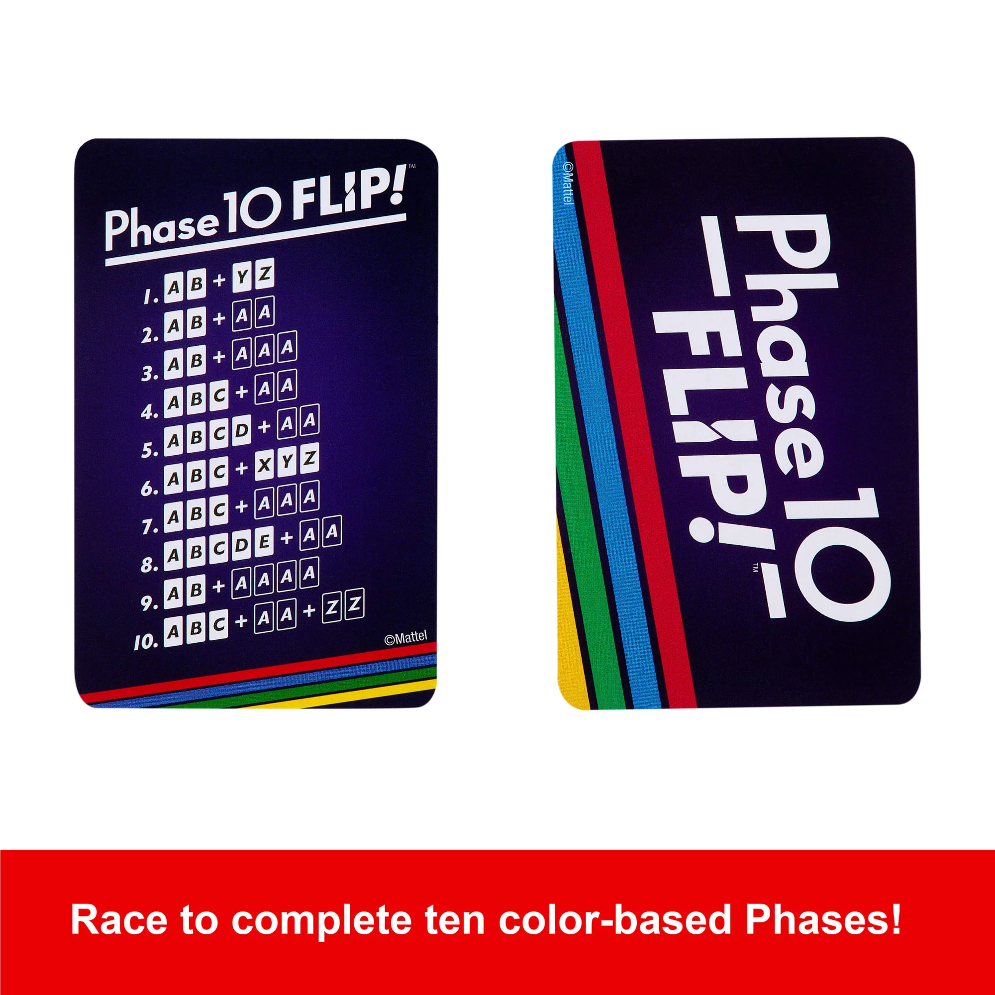 Phase 10 Flip Card Game, Classic Family Card Game With Double-Sided Cards For 2-6 Players