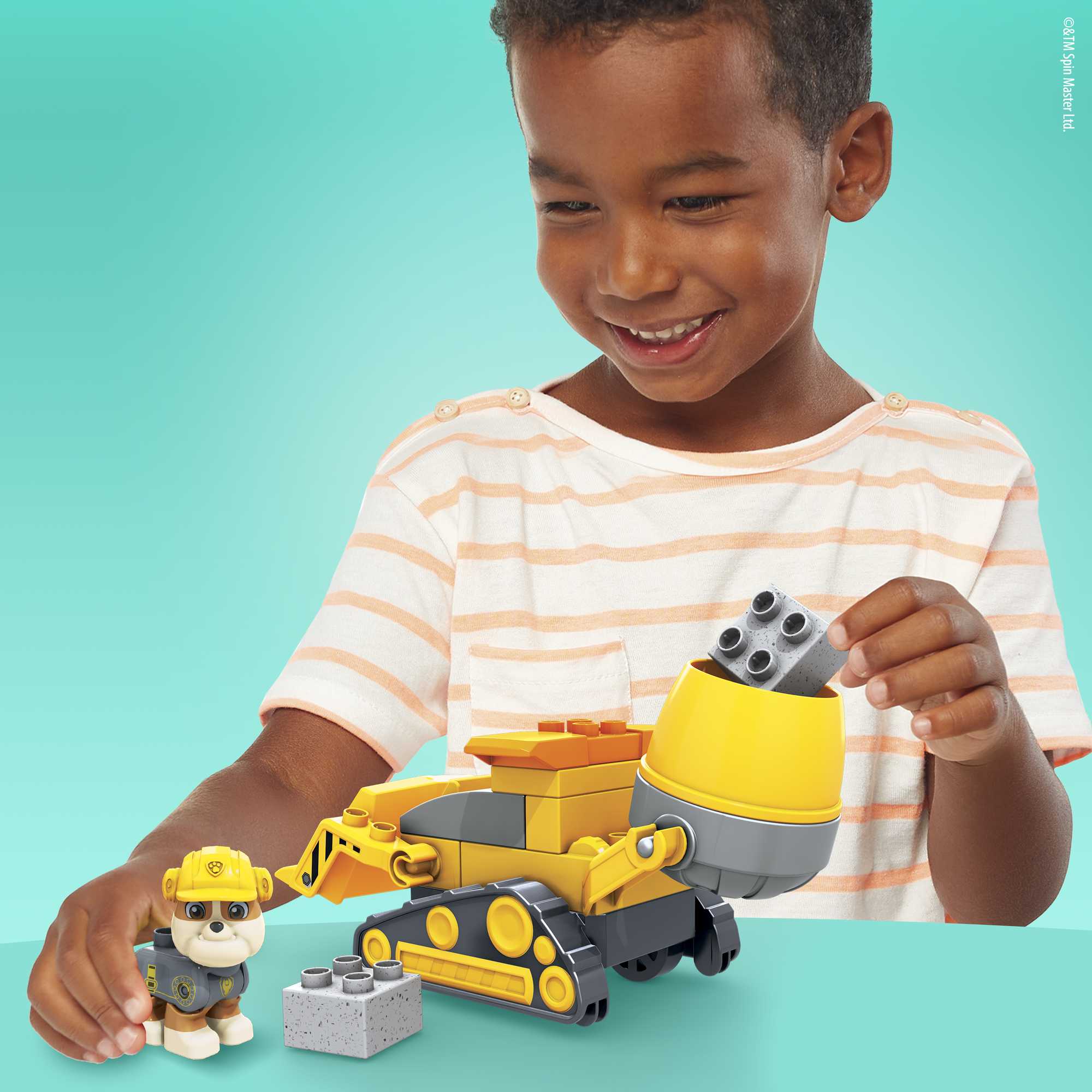 MEGA Bloks Paw Patrol Rubble's City Construction Truck For Toddlers, 17 Pieces