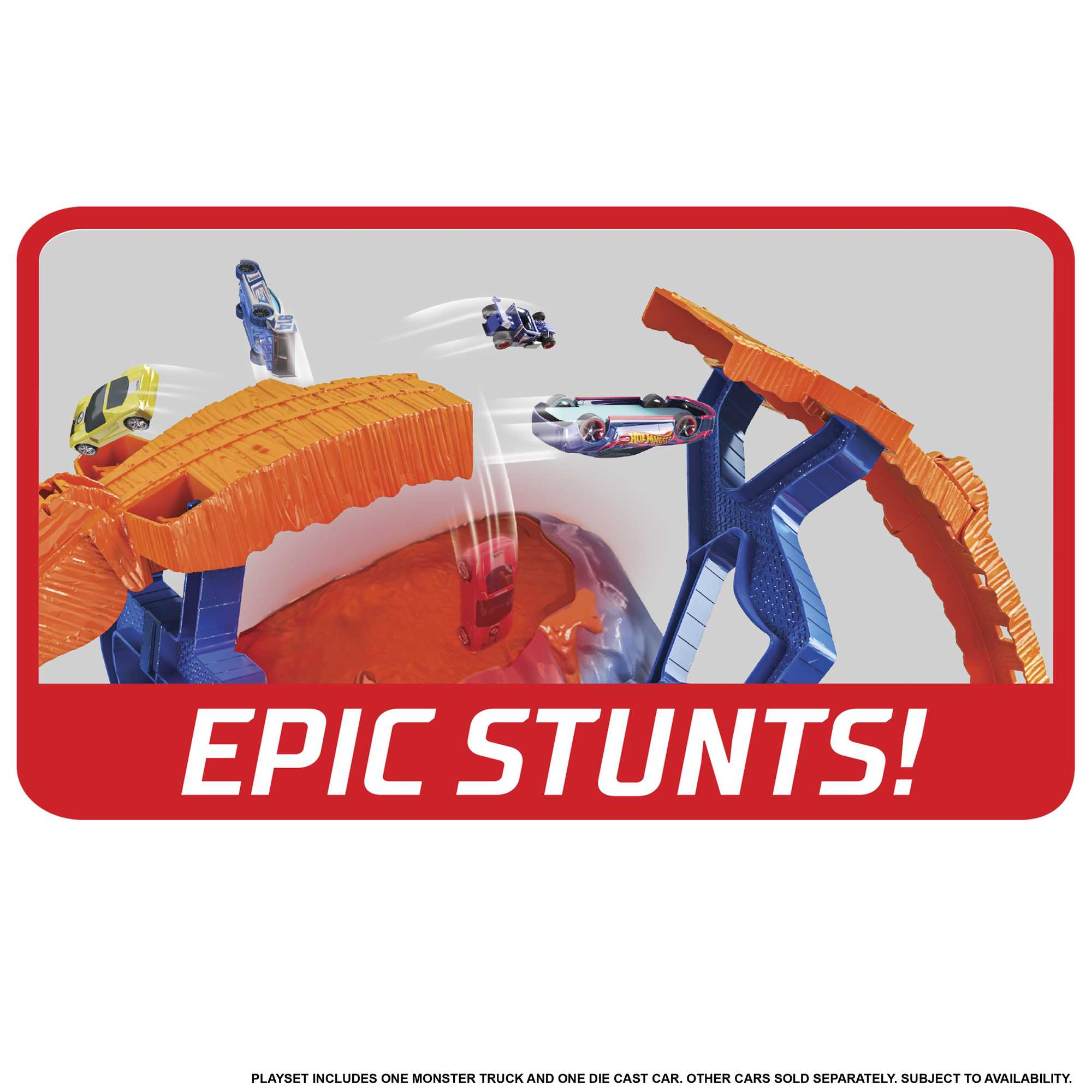 Hot Wheels Monster Trucks, 1:64 Scale Race Ace Toy Truck And Volcano Playset