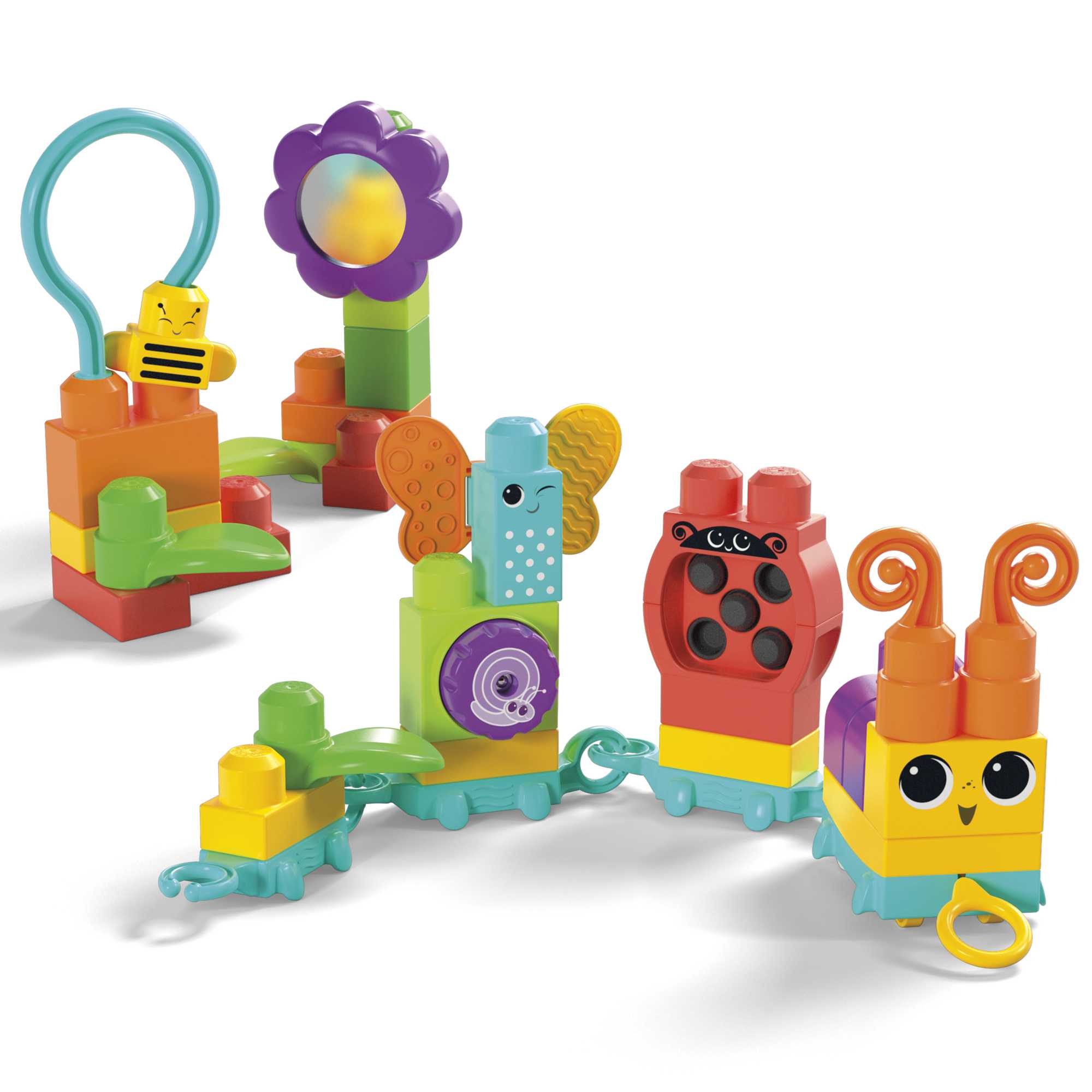 MEGA BLOKS Fisher-Price Sensory Toy Blocks Move N Groove Caterpillar (24 Pieces) For Toddler