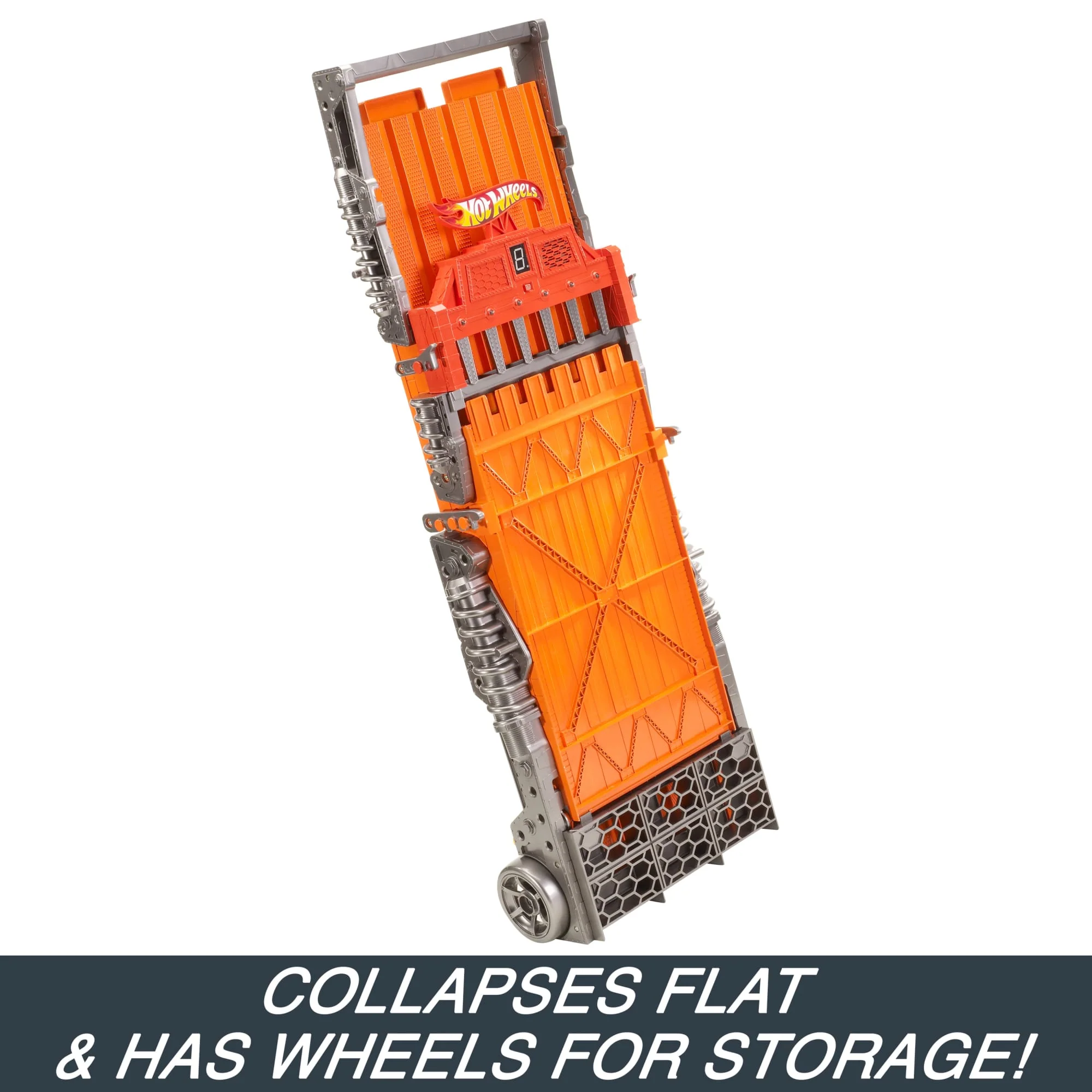 Hot Wheels Super 6-Lane Raceway, 8-Ft Track With 6 Toy Cars in 1:64 Scale