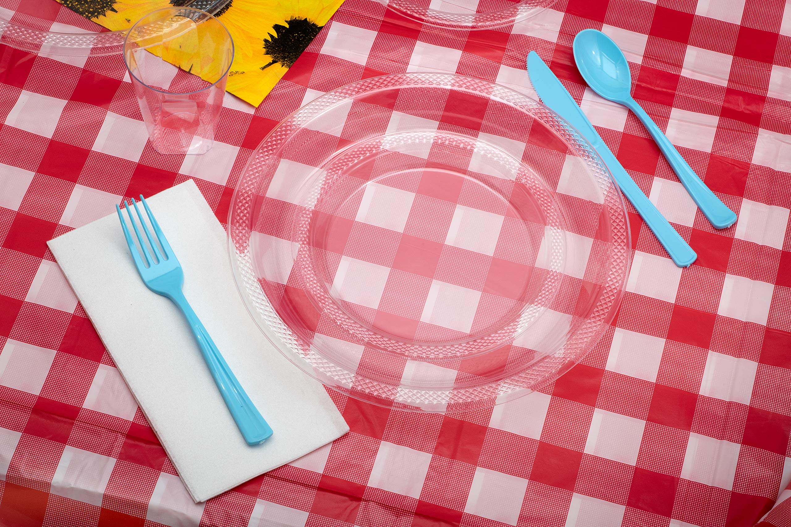 Teal Gingham Table Cover