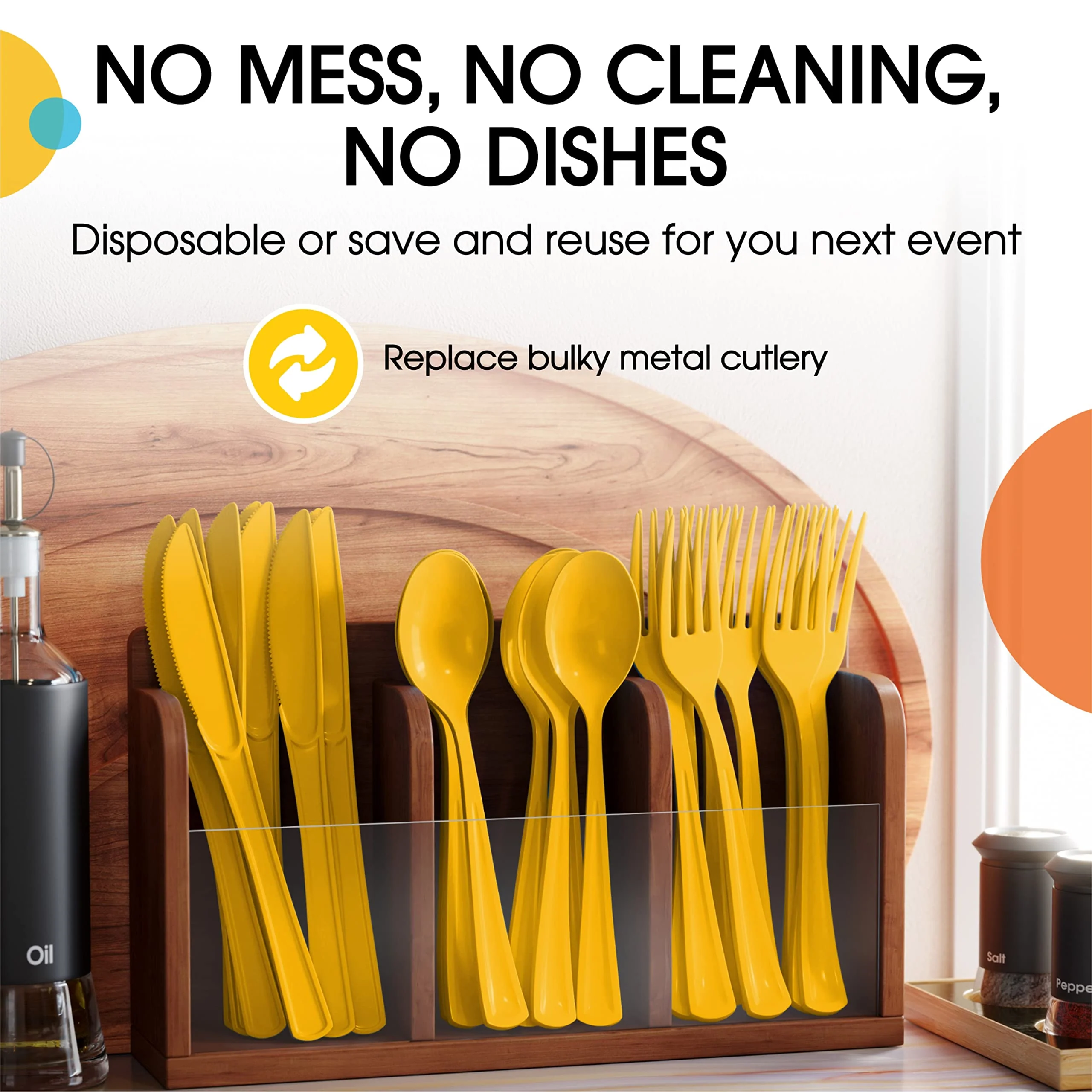 Yellow Cutlery Combo Set | 50 Forks 50 Spoons And 50 Knives