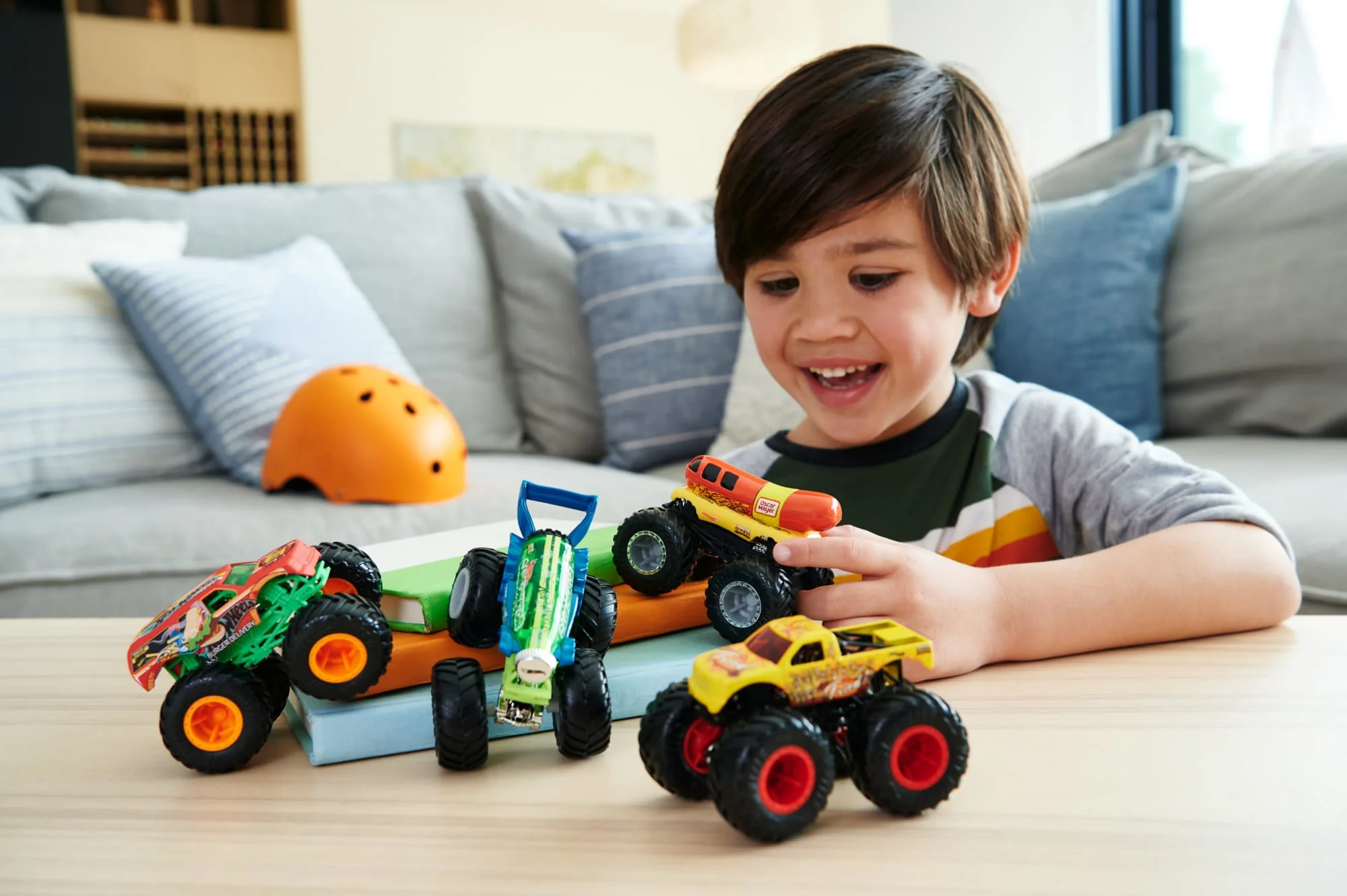 Hot Wheels Monster Trucks 4-Pack, Set Of 4 1:64 Scale Toy Trucks With Giant Wheels