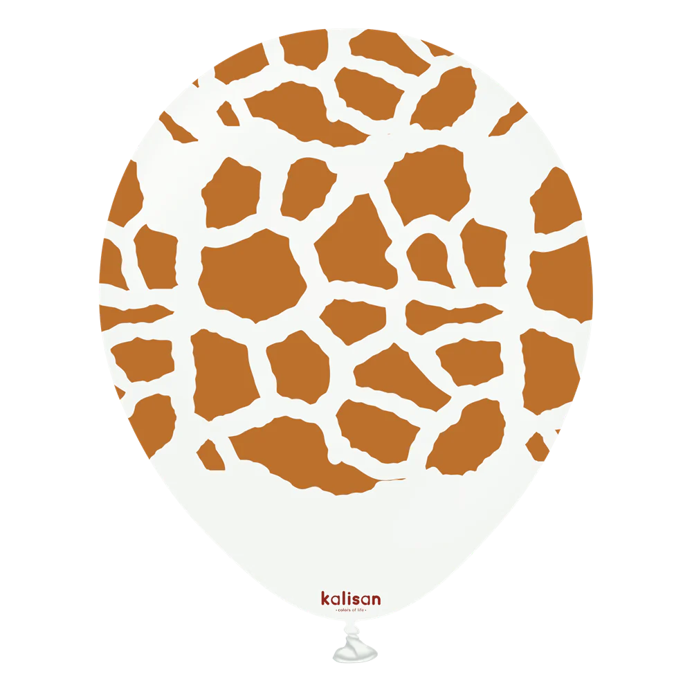12 inch Kalisan Safari Giraffe White with Caramel Print Latex Balloons 25ct