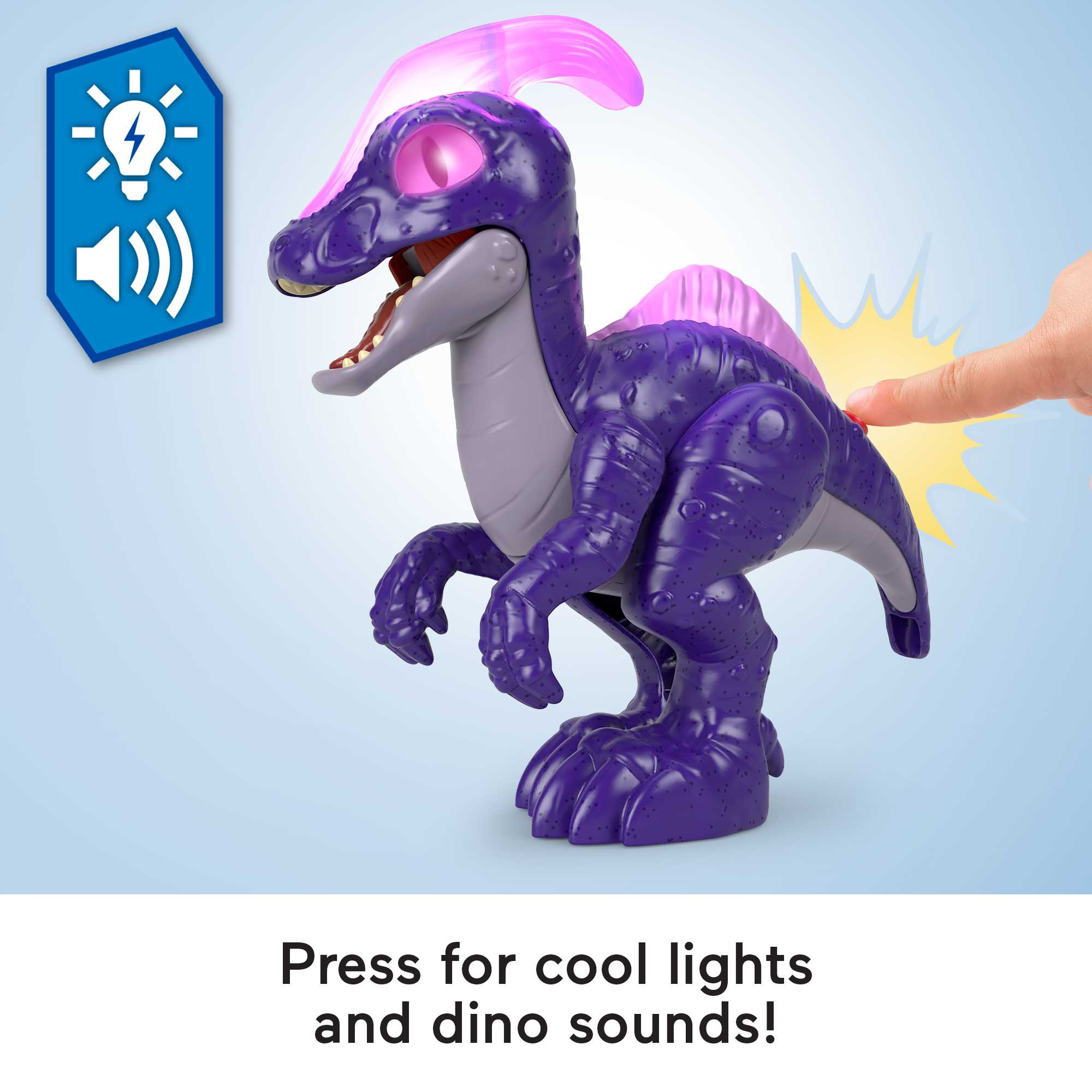 Imaginext Jurassic World Dinosaur Parasaurolophus XL Figure With Lights & Sounds, 10-inch Toy