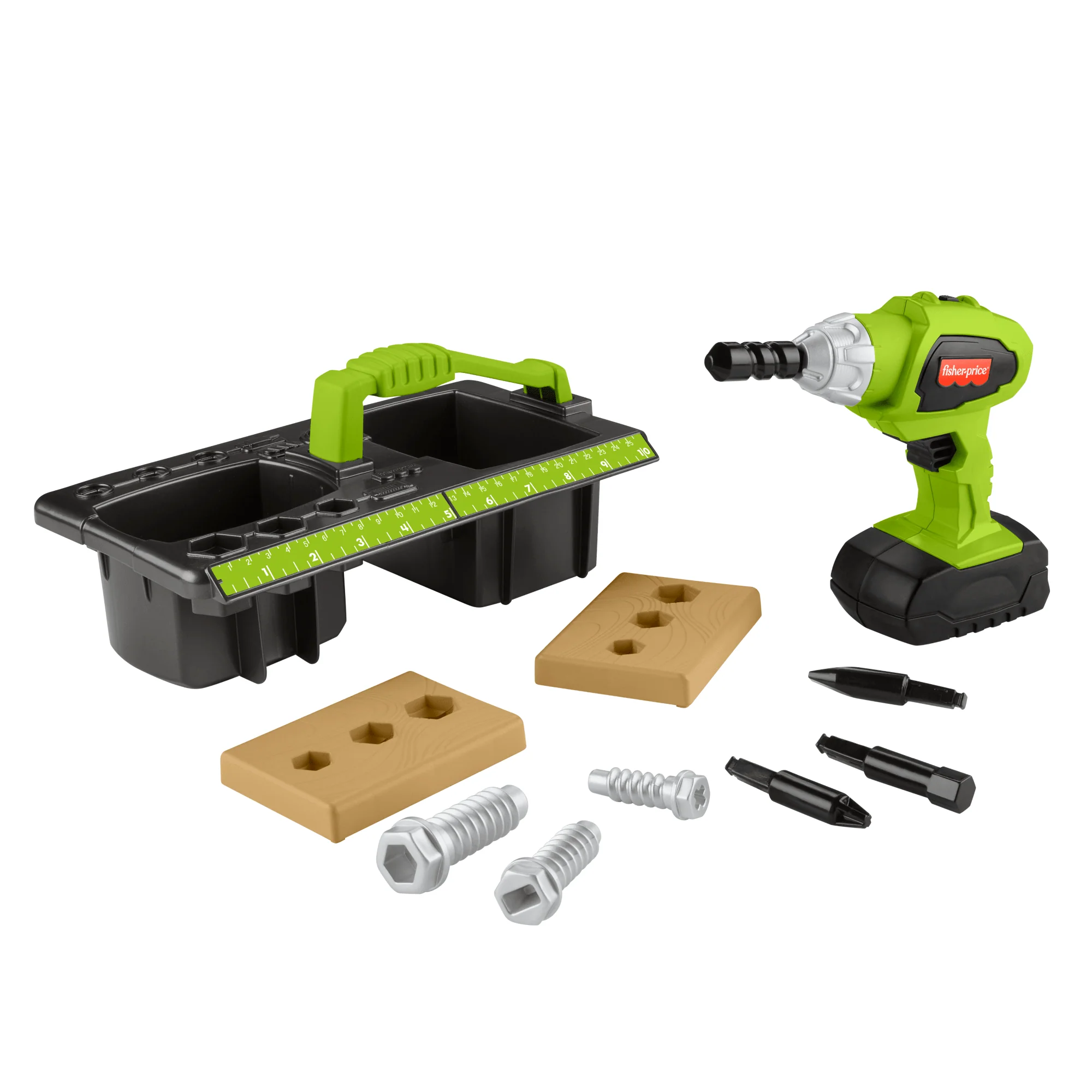 Fisher-Price Drillin�� Action Tool Set Pretend Construction Toys With Sounds, 10-Piece Preschool Toy