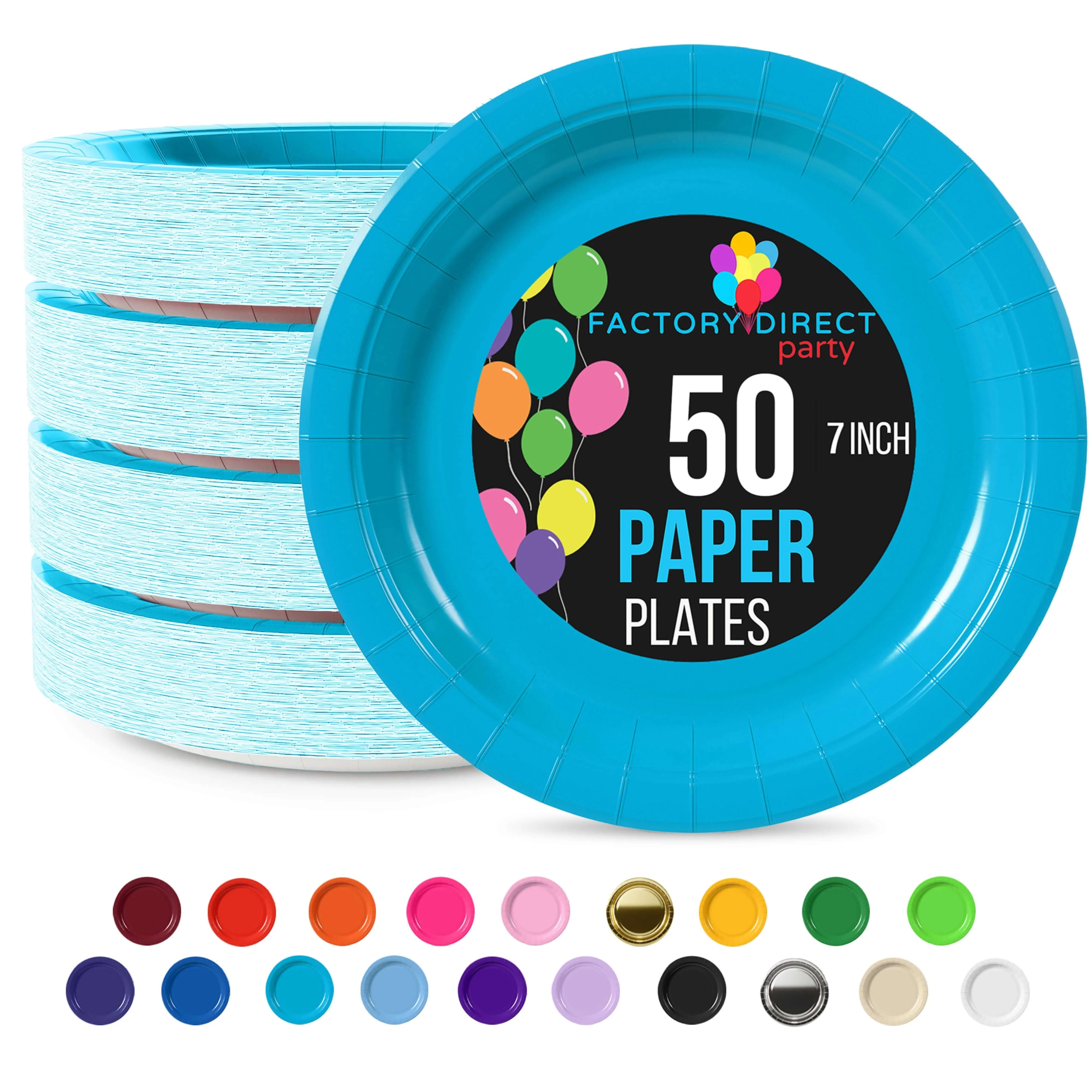 7 In. Turquoise Paper Plates - 50 Ct.
