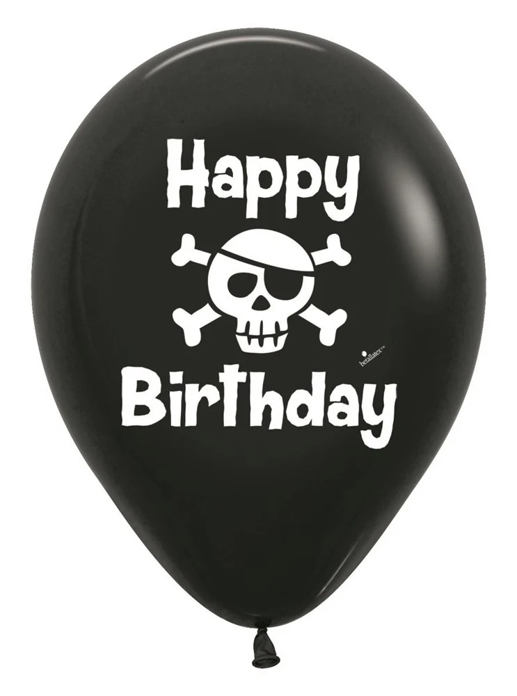 11 inch Sempertex Birthday Pirate Skull Latex Balloons 50ct