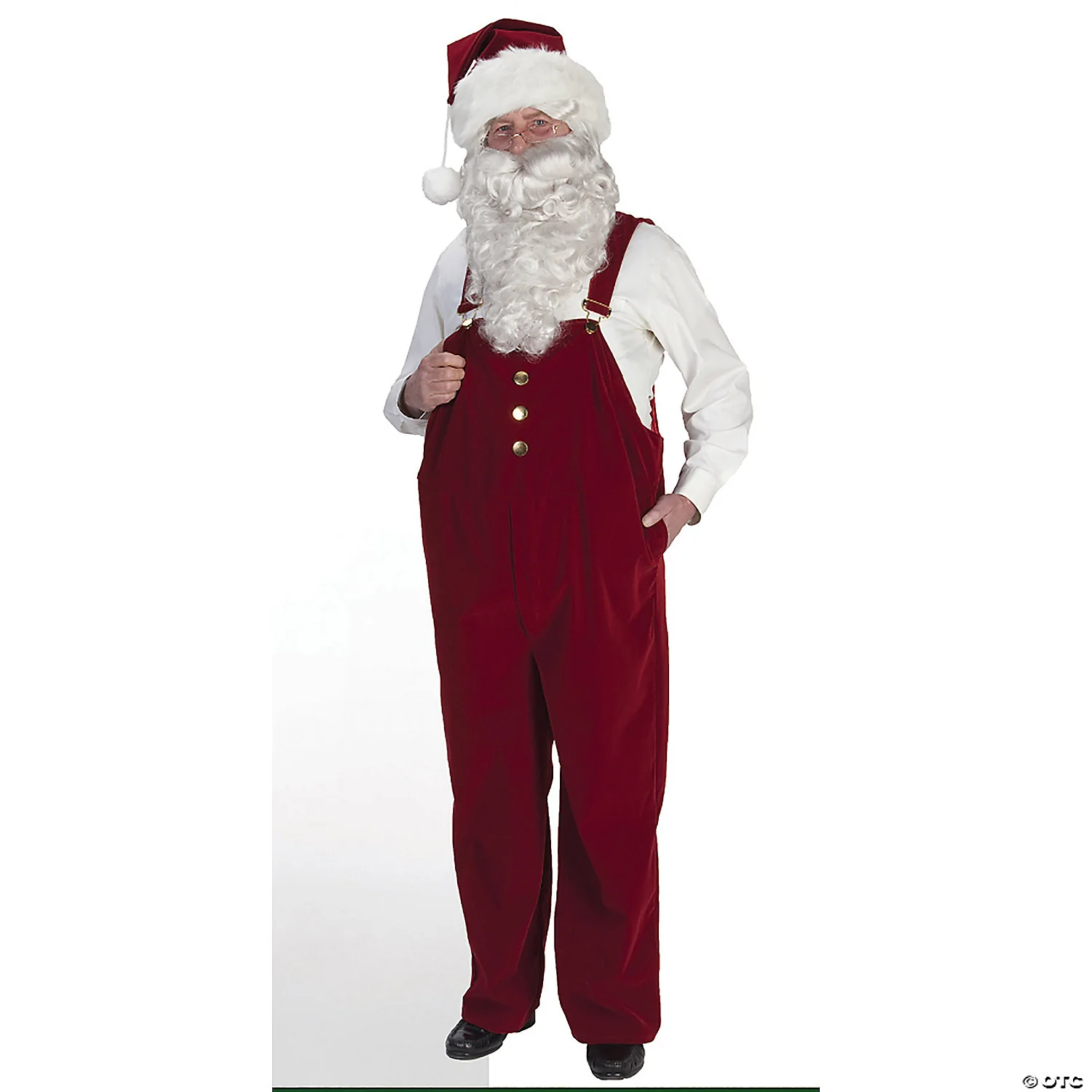Burgundy Velvet Santa Overalls - LG