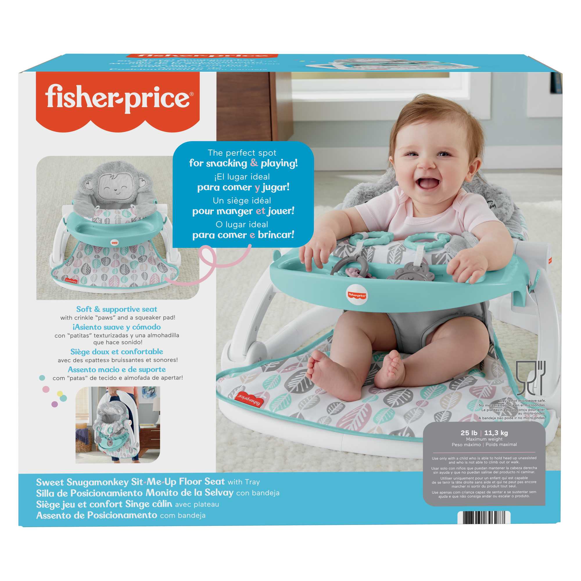 Fisher-Price Sweet Snugamonkey Sit-Me-Up Floor Seat With Tray