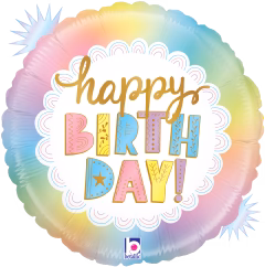 Betallic Opal Birthday 18 inch Opal Holographic Balloon Packaged 1ct