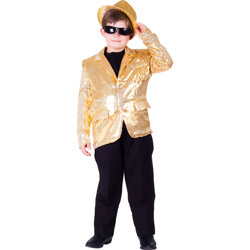 Sequin Jacket for Kids Gold Dance Tuxedo Costume