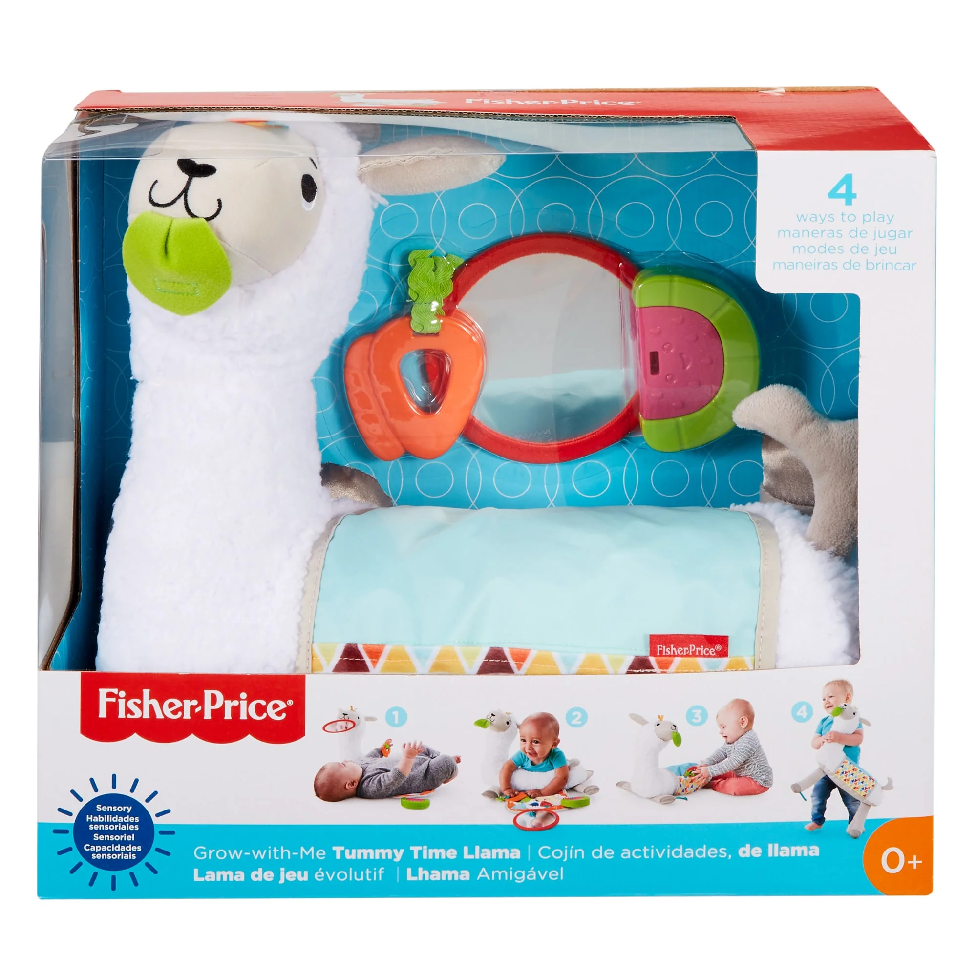 Fisher-Price Grow-With-Me Tummy Time Llama, Plush Infant Support Wedge