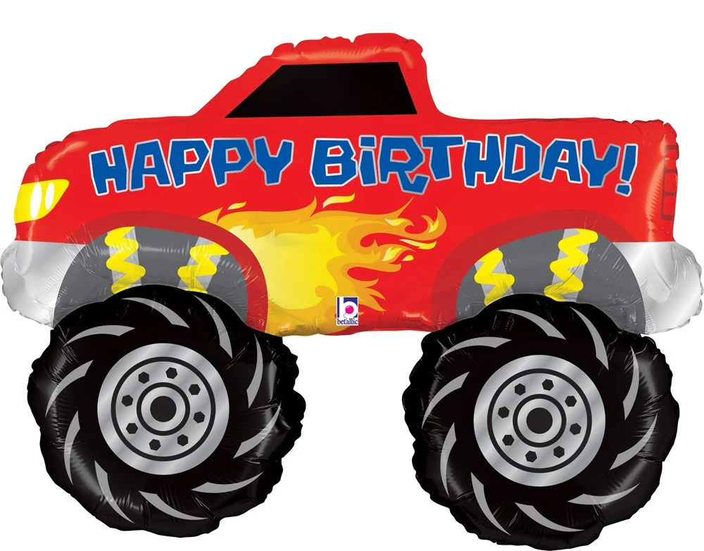 Betallic Monster Truck Birthday 34 inch Shaped Foil Balloon 1ct