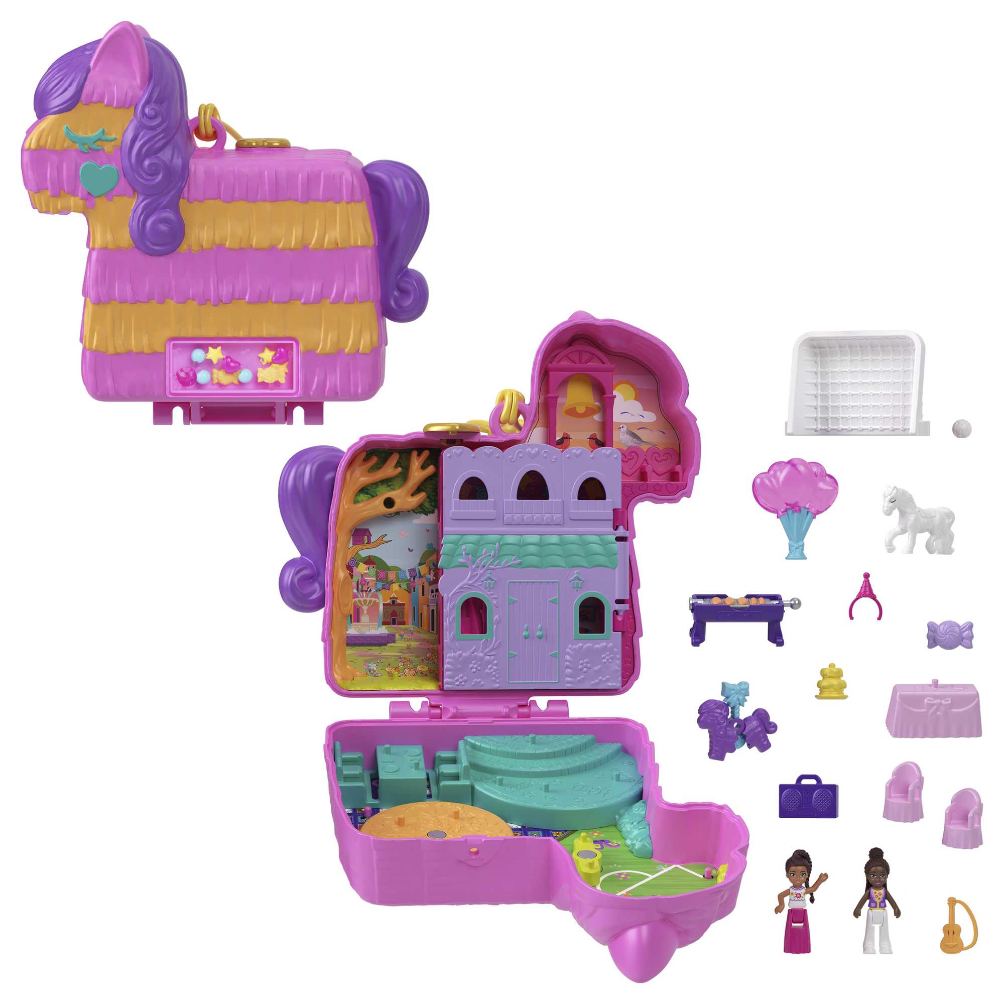 Polly Pocket Pi?ata Party Compact Playset With 2 Micro Dolls, 13 Accessories & 5 Features