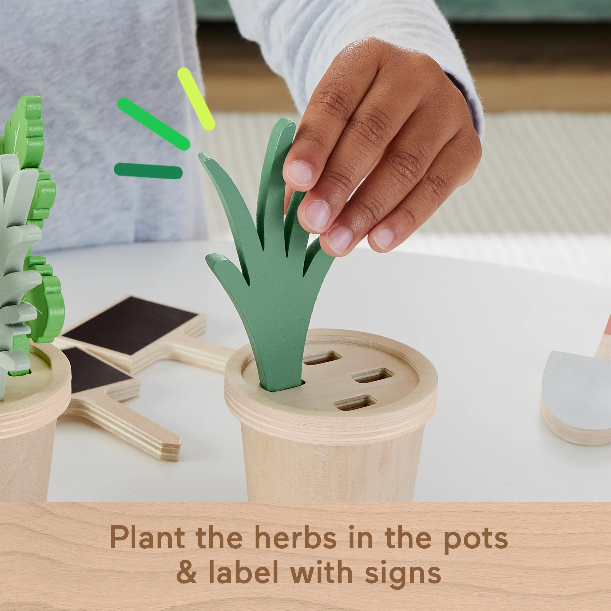 Fisher-Price Wooden Herb Garden And Tools Pretend Playset For Preschool Kids, 12 Wood Pieces