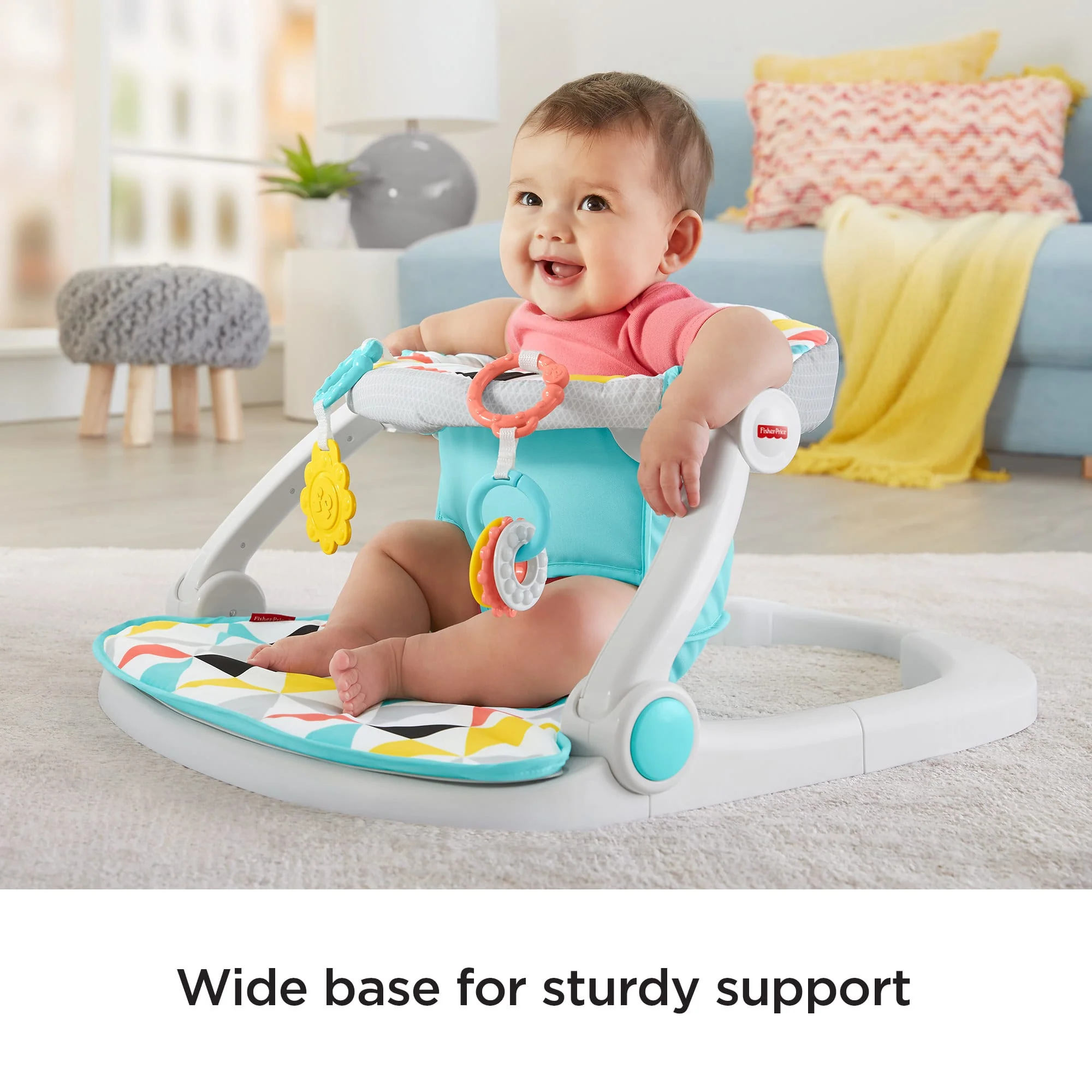 Fisher-Price Sit-Me-Up Floor Seat Portable Baby Chair With Clacker And Teether Toys, Windmill