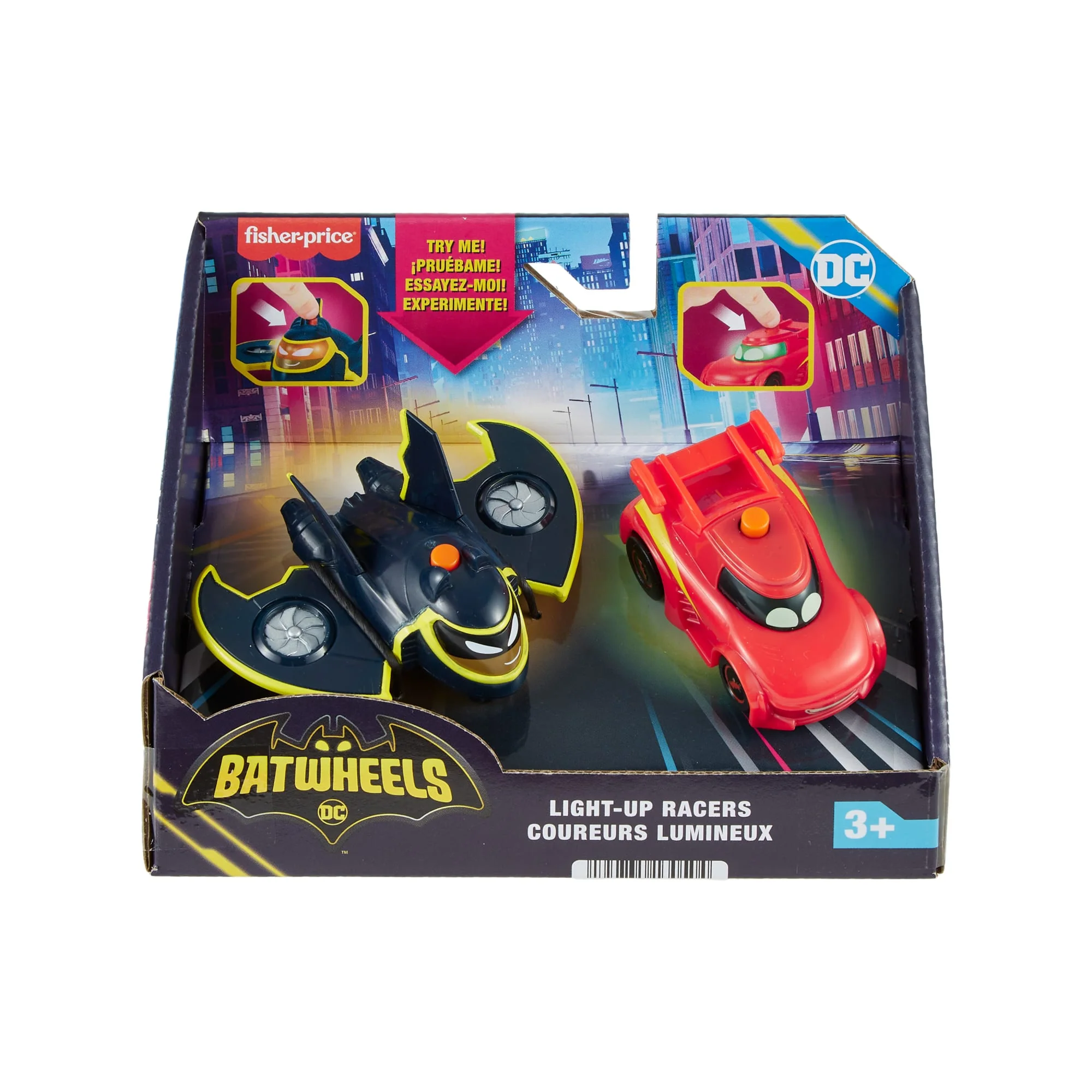 Fisher-Price DC Batwheels Light-Up 1:55 Scale Toy Cars, Redbird And Batwing, 2-Piece Preschool Toys