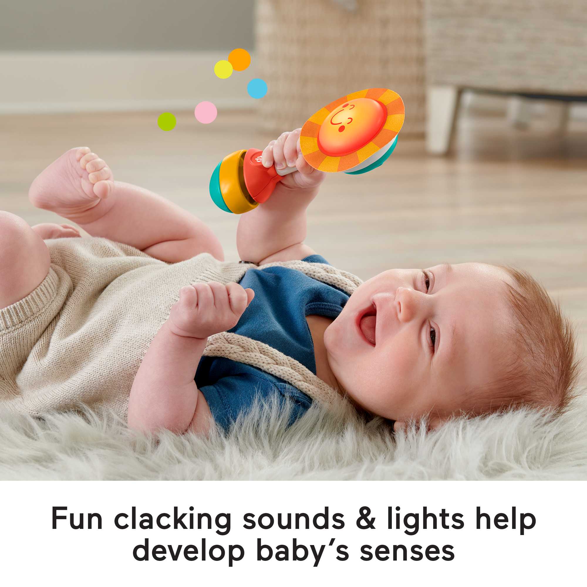 Fisher-Price Shake & Shine Sun Rattle, Baby Toy Bpa-Free Teething Toy With Sensory Details