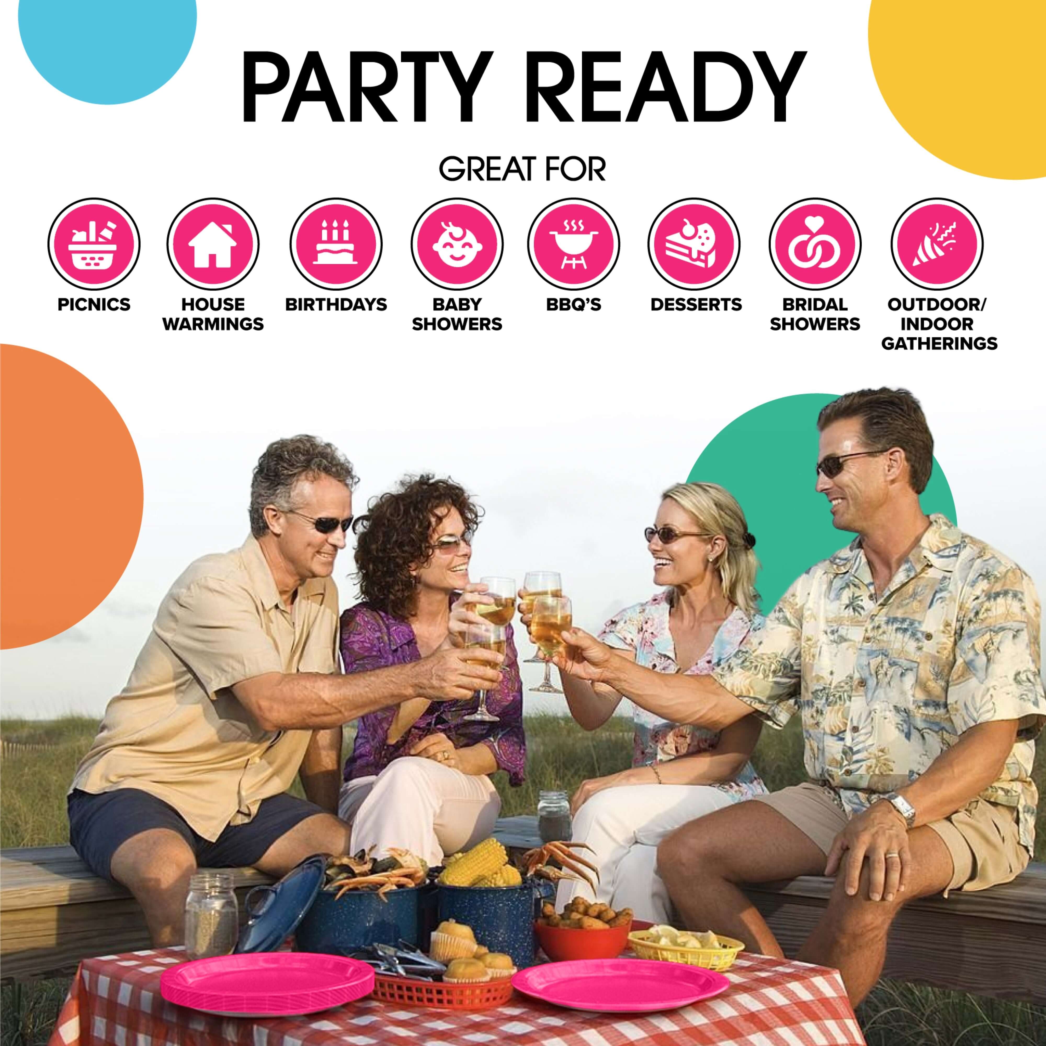 7 In. Hot Pink Paper Plates - 50 Ct.