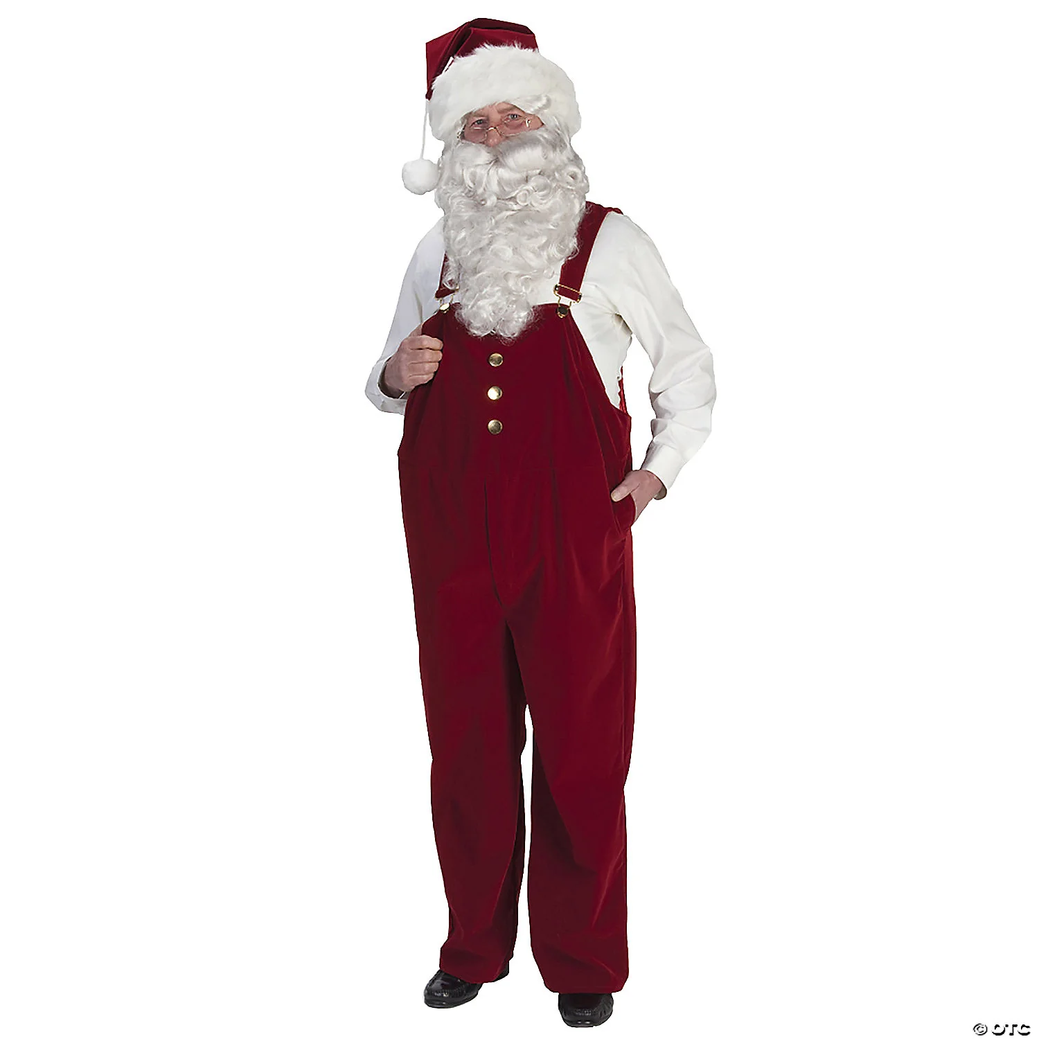 Burgundy Velvet Santa Overalls - LG
