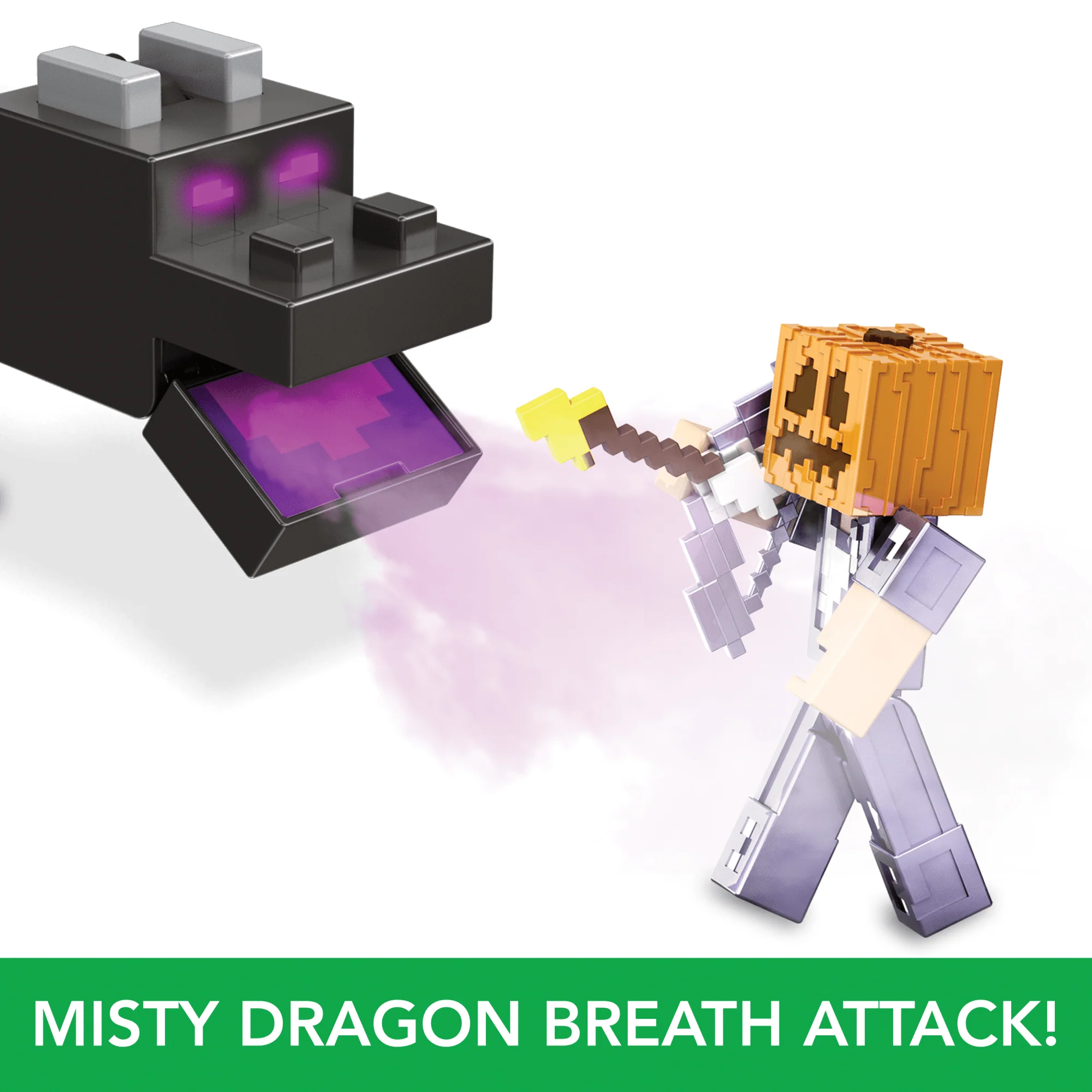 Minecraft Ender Dragon Action Figures Set, Lights, Sounds & Mist, Steve & Enderman 3.25-in Scale Figures