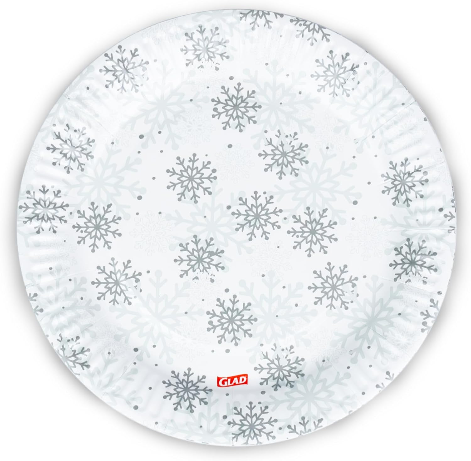 Glad Disposable Holiday Paper Plates, 10 Inch, 20 Count - Red Snowflake Design, Heavy Duty and Microwavable