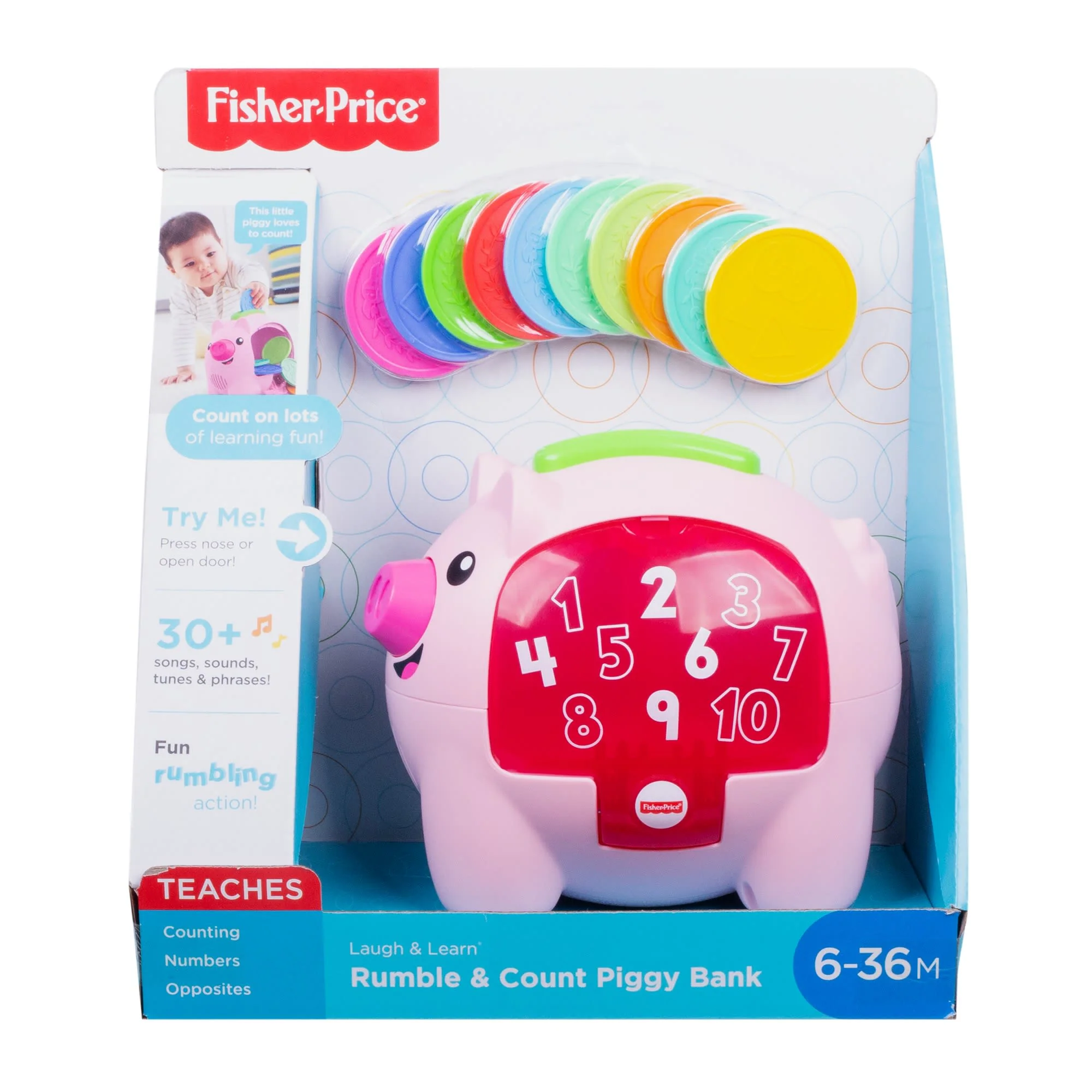 Fisher-Price Laugh & Learn Count & Rumble Piggy Bank, Musical Baby Toy