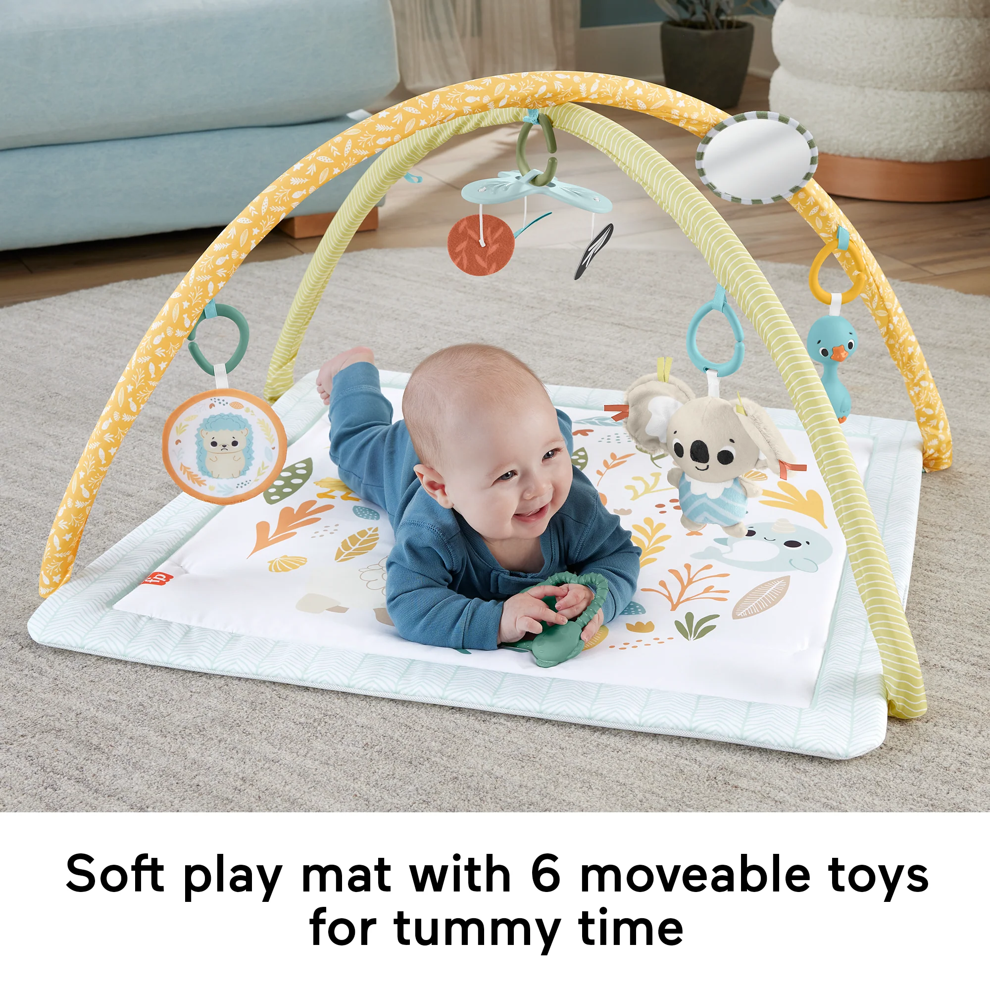 Fisher-Price Simply Senses Newborn Gym Baby Activity Mat With 6 Sensory Toys