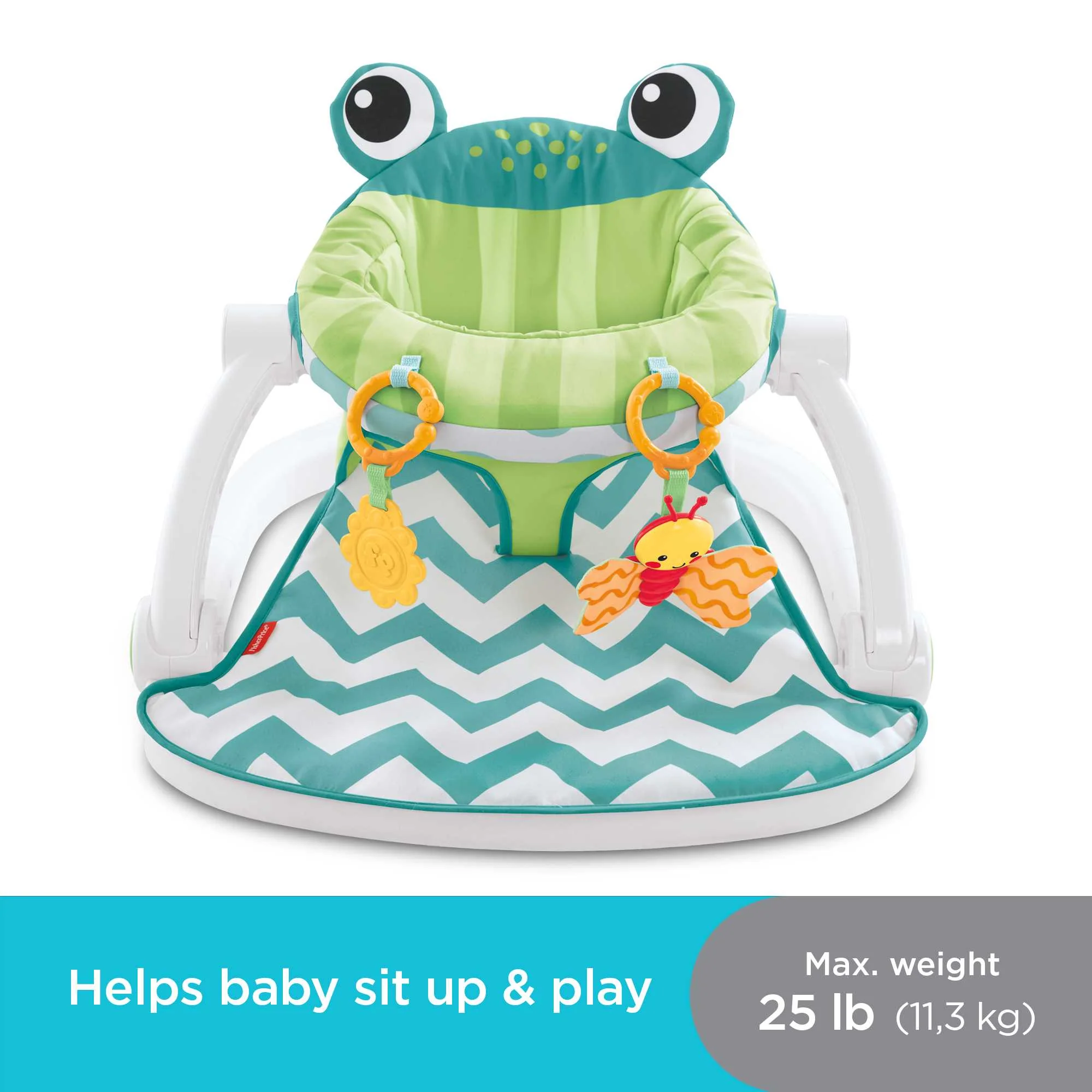 Fisher-Price Sit-Me-Up Floor Seat Portable Infant Chair With 2 Toys, Citrus Frog