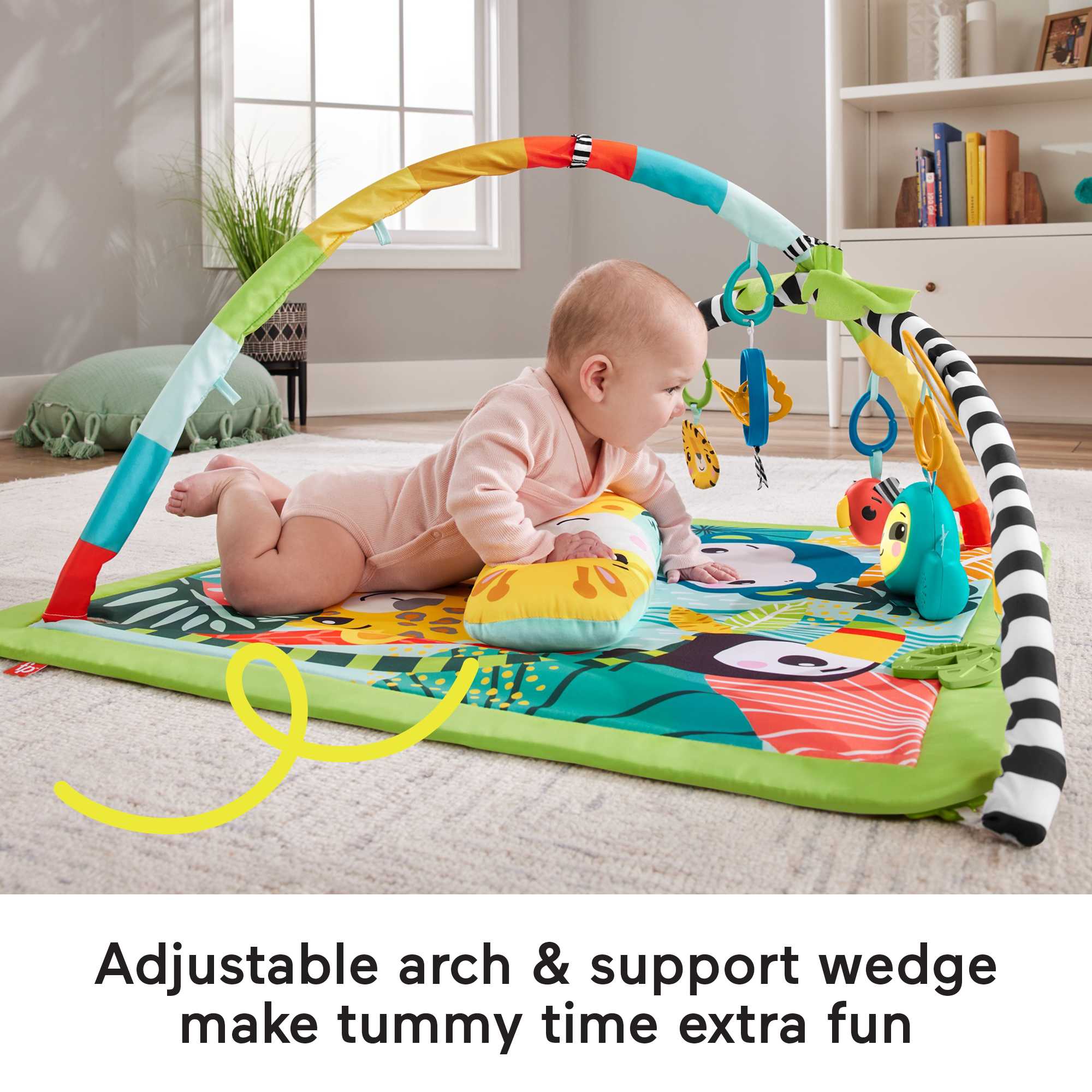 Fisher-Price 3-in-1 Baby & Toddler Gym, Baby Play Mat & Sensory Toys For Tummy Time, Rainforest