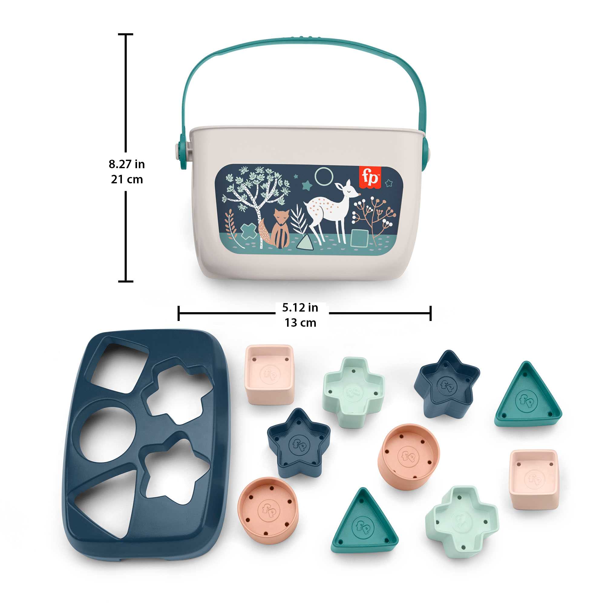 Fisher-Price Baby's First Blocks - Navy Fawn, Shape-Sorting Toy