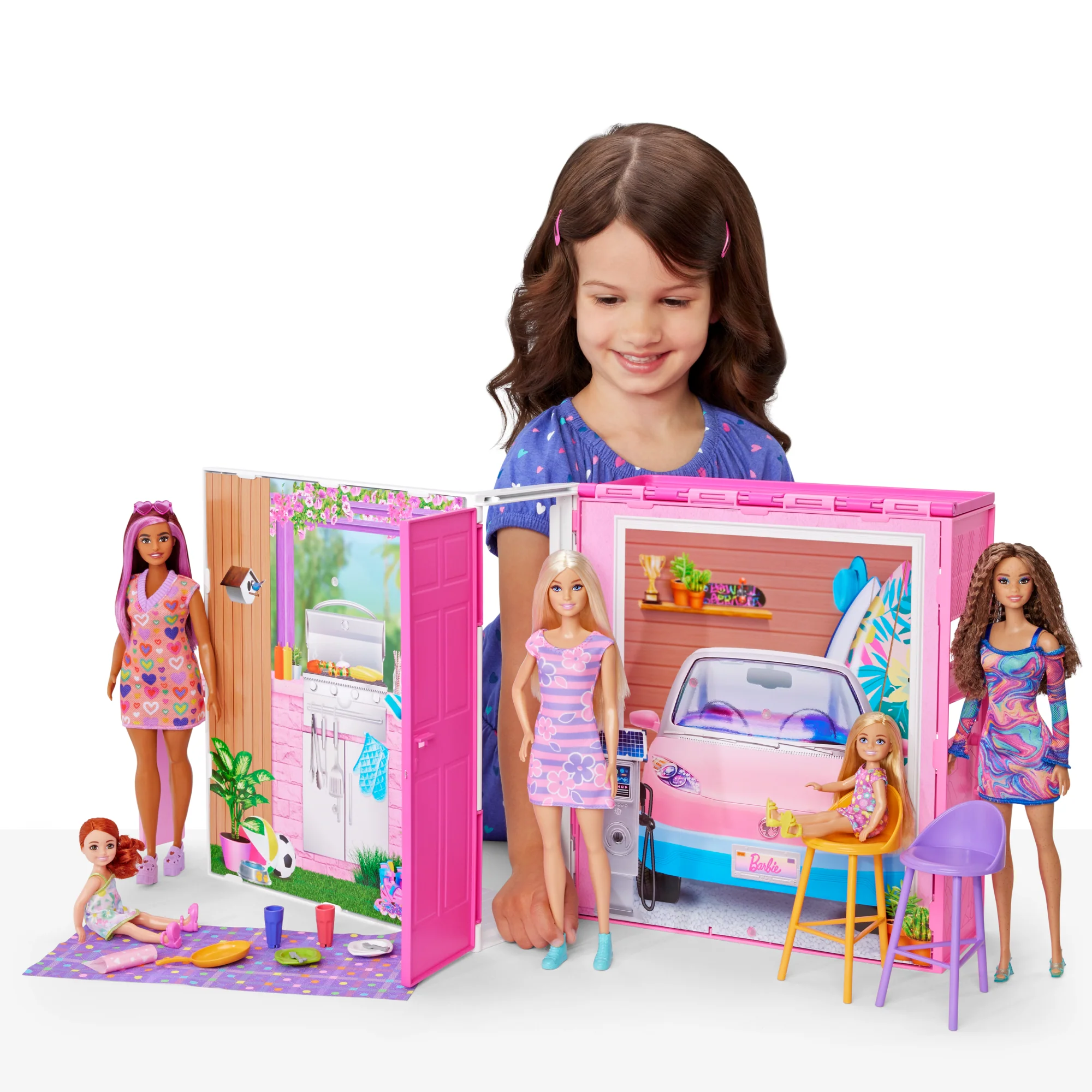 Barbie Getaway House, Doll House Playset With 4 Play Areas And 11 Decor Accessories