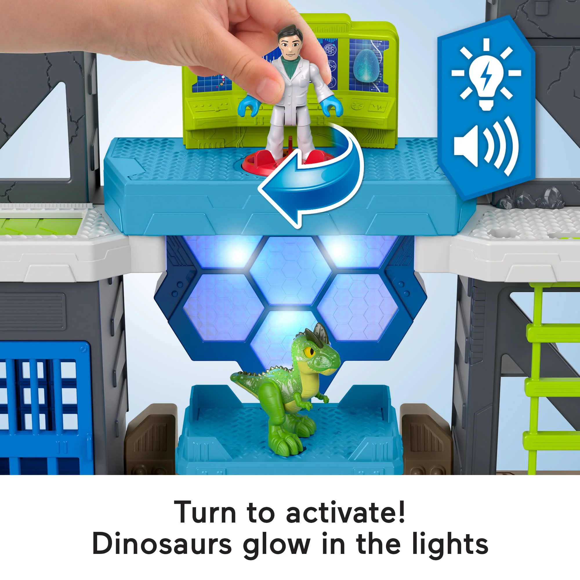 Imaginext Jurassic World Scan & Glow Dino Playset With Lights Sounds & Dinosaur Toys