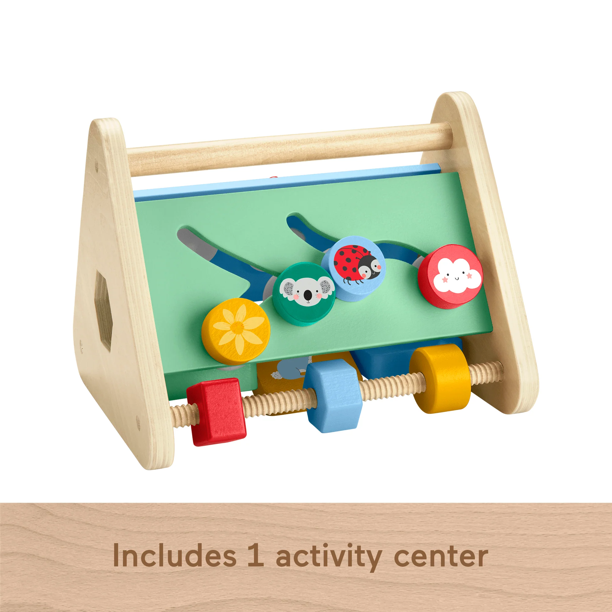 Fisher-Price Wooden Activity Triangle, 2-Sided Fine Motor Toy For Baby, 1 Wood Piece