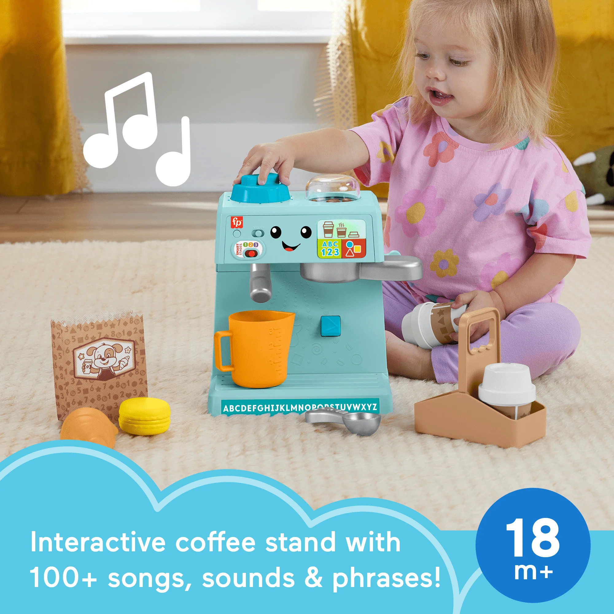 Fisher-Price Laugh & Learn Learn & Serve Coffee Caf�� Toddler Electronic Toy, 10 Play Pieces