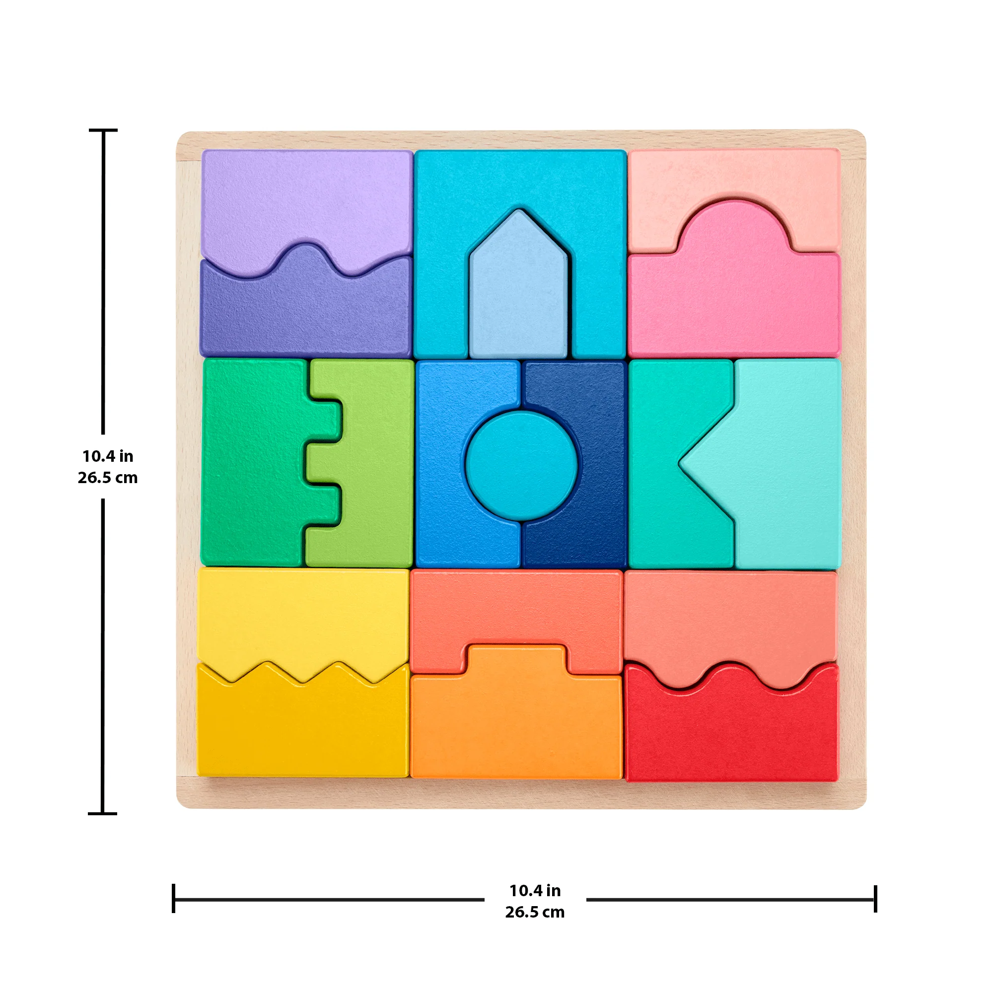 Fisher-Price Wood Toddler Toy Interlocking Blocks Stacking Jigsaw Puzzle With 20 Wooden Pieces For Kids Ages 18+ Months