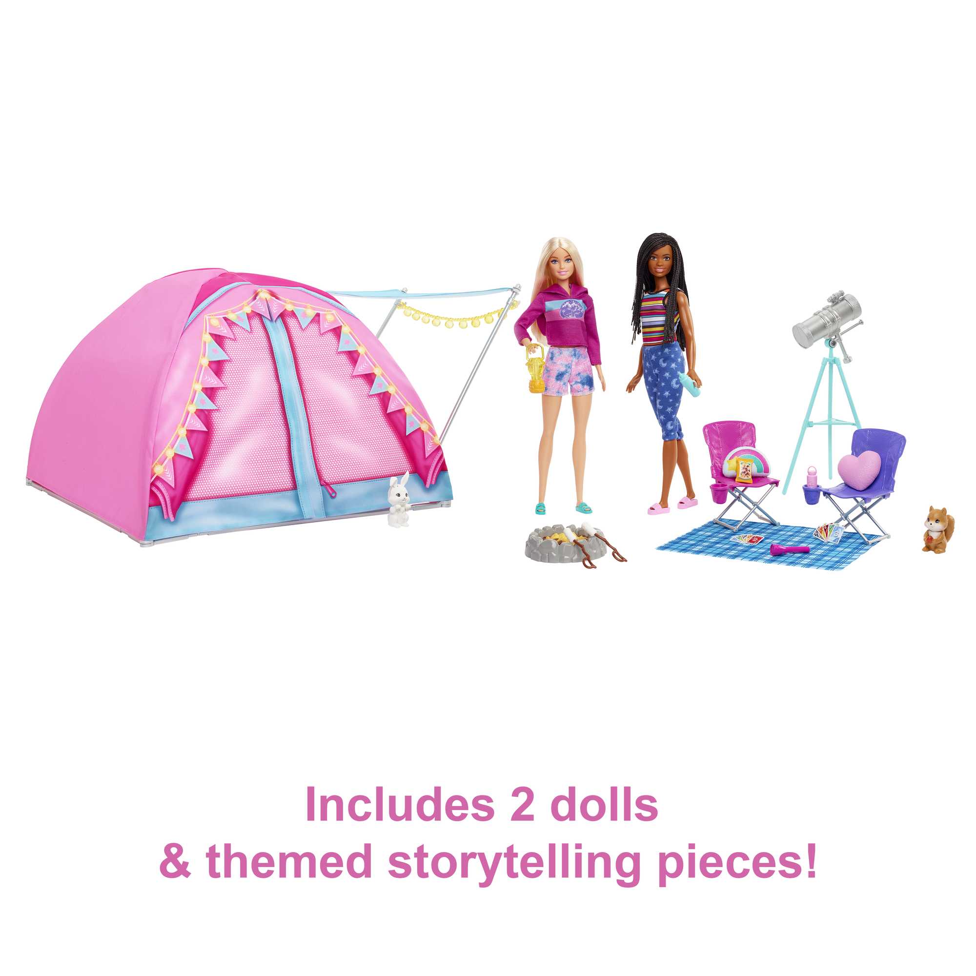 Barbie It Takes Two Camping Playset With Tent, 2 Barbie Dolls & Accessories