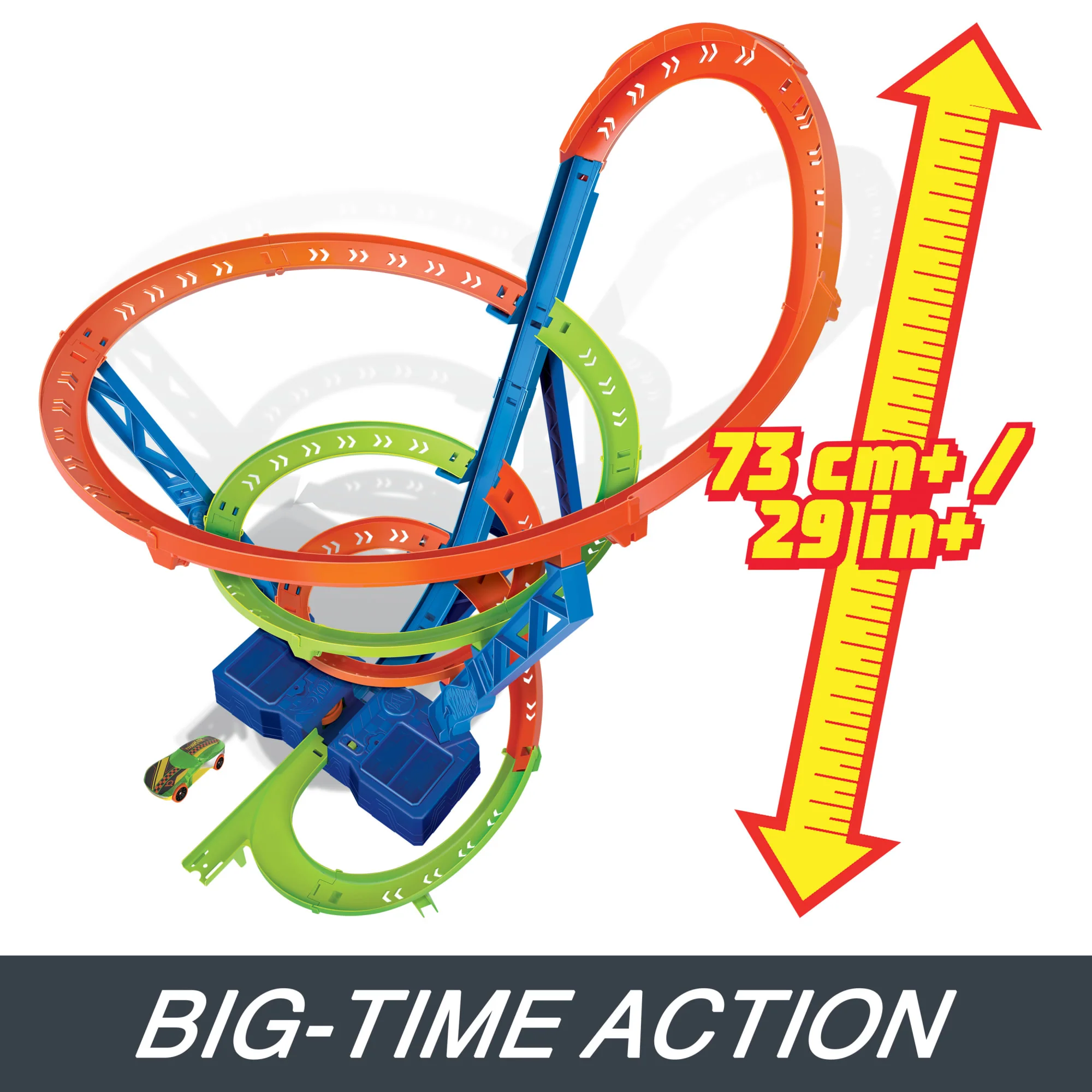 Hot Wheels Track Set And 1:64 Scale Toy Car, Spiral Race Track With Motorized Booster