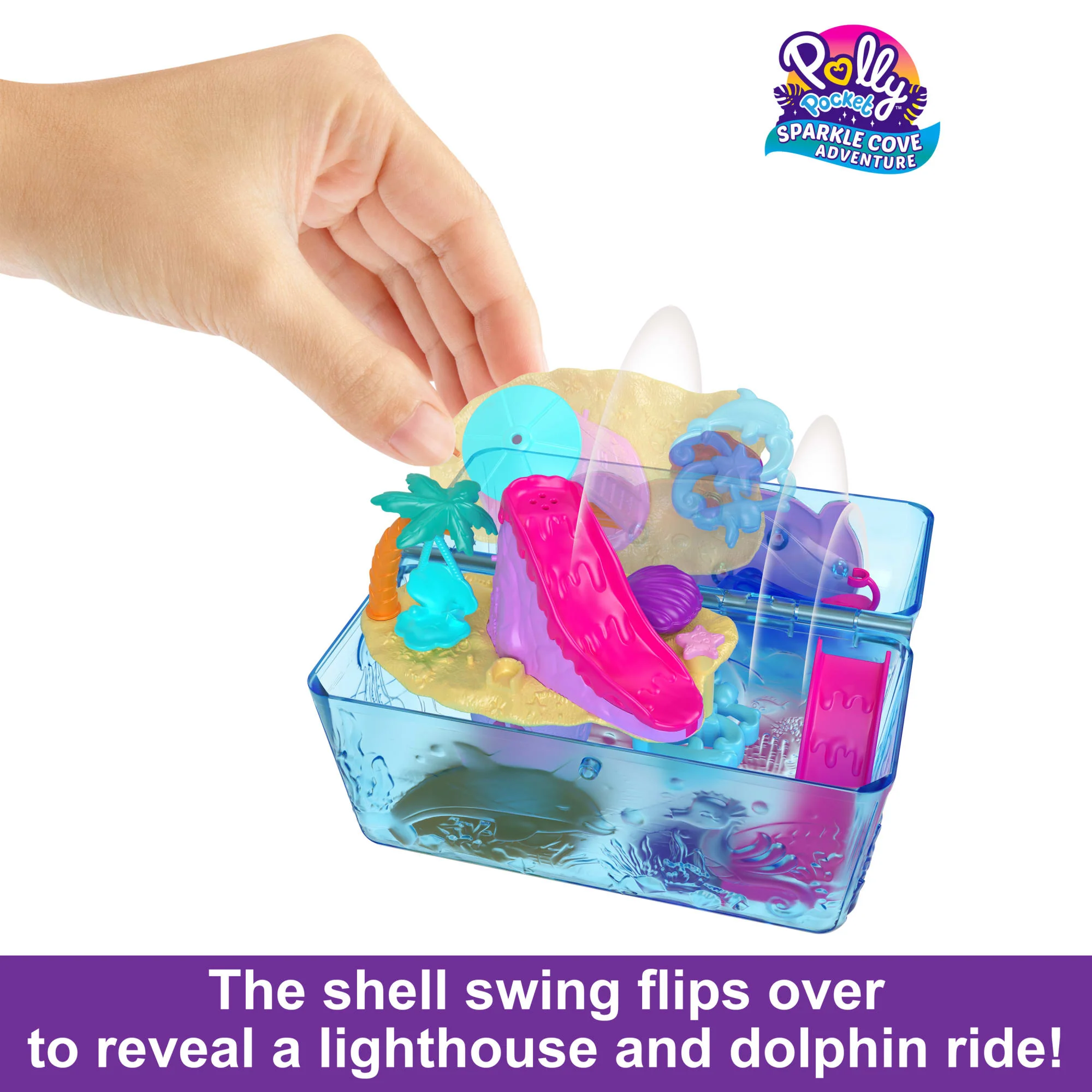 Polly Pocket Sparkle Cove Adventure Island Treasure Chest Playset With 2 Micro Dolls, 4 Animals & Accessories