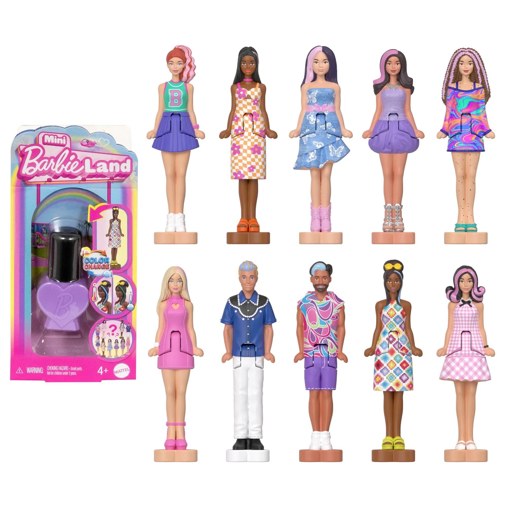 Barbie Mini Barbieland Fashionistas Dolls, 1.5-Inch Dolls in ��Nail Polish�� Container, Surprise Reveal