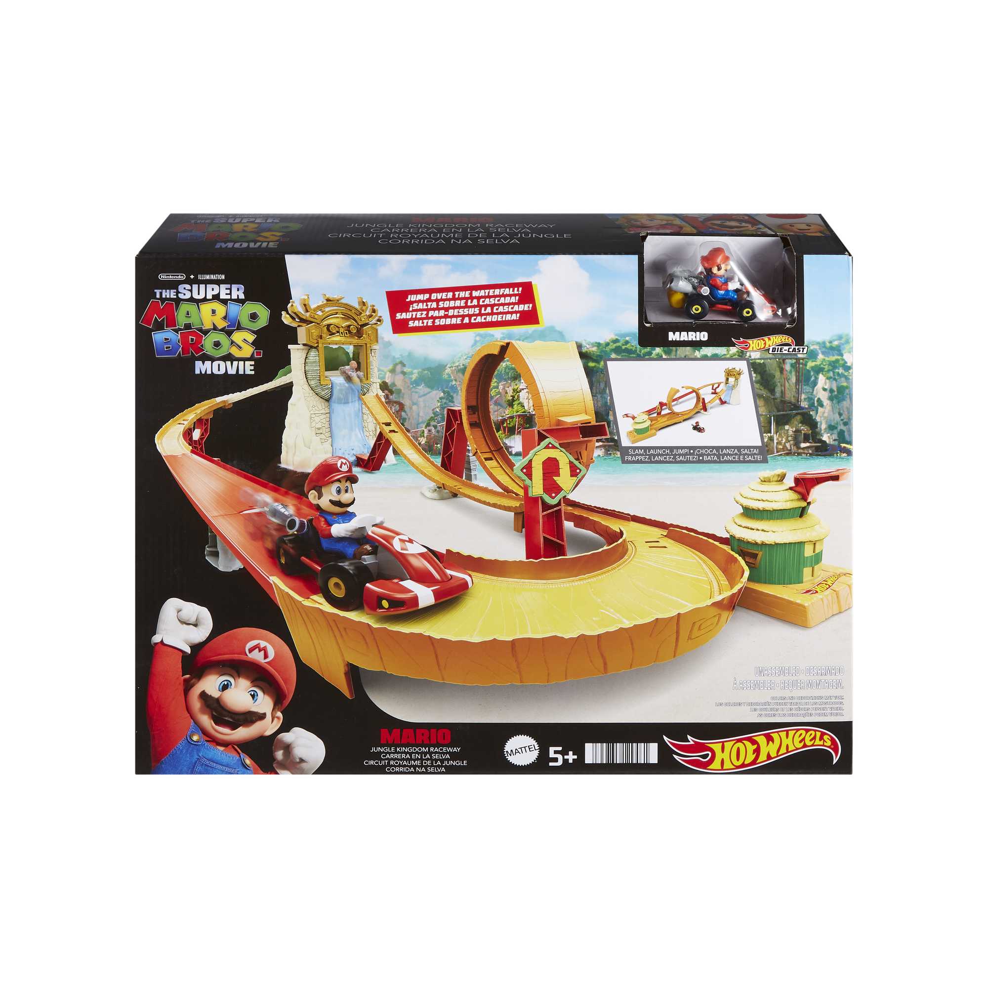 Hot Wheels the Super Mario Bros. Movie Jungle Kingdom Raceway Playset With Mario Die-Cast Toy Car