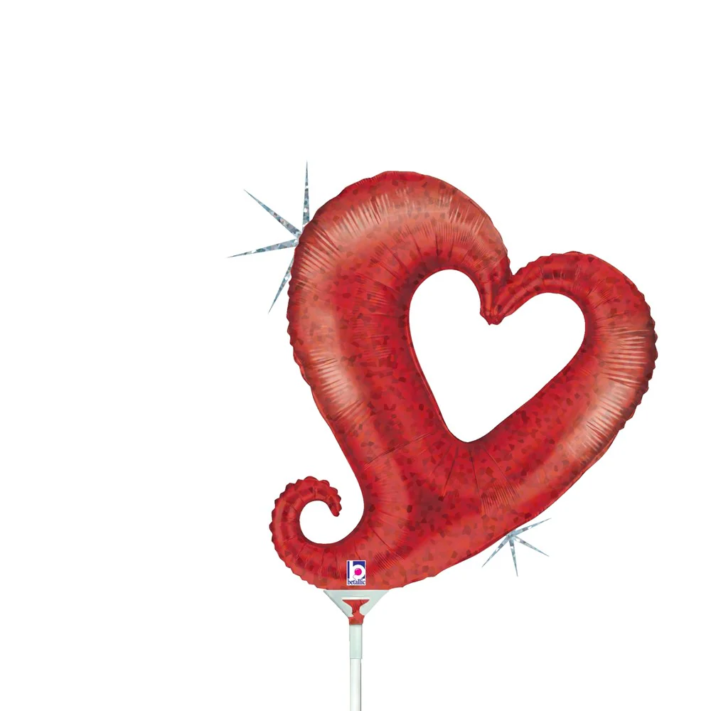 Betallic Chain of Hearts Red 14 inch Mini Air Holographic Shape 1ct