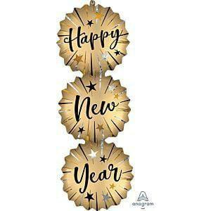 Anagram Happy New Year Bursts 38in Satin Foil Balloon
