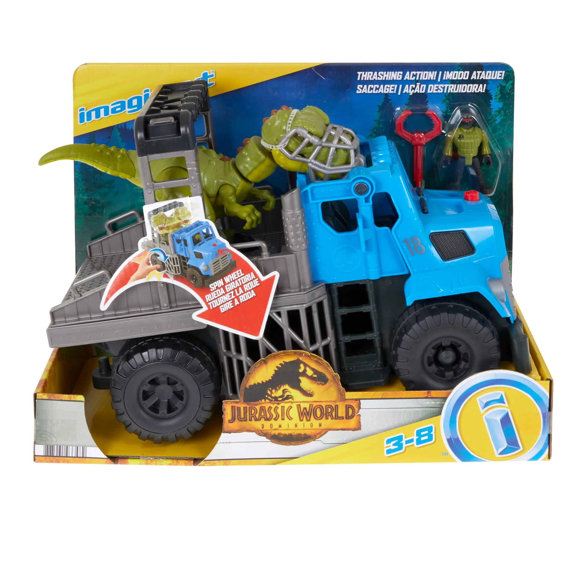 Imaginext Jurassic World Dominion Break Out Dino Hauler Vehicle & T. Rex Dinosaur 5-Piece Playset