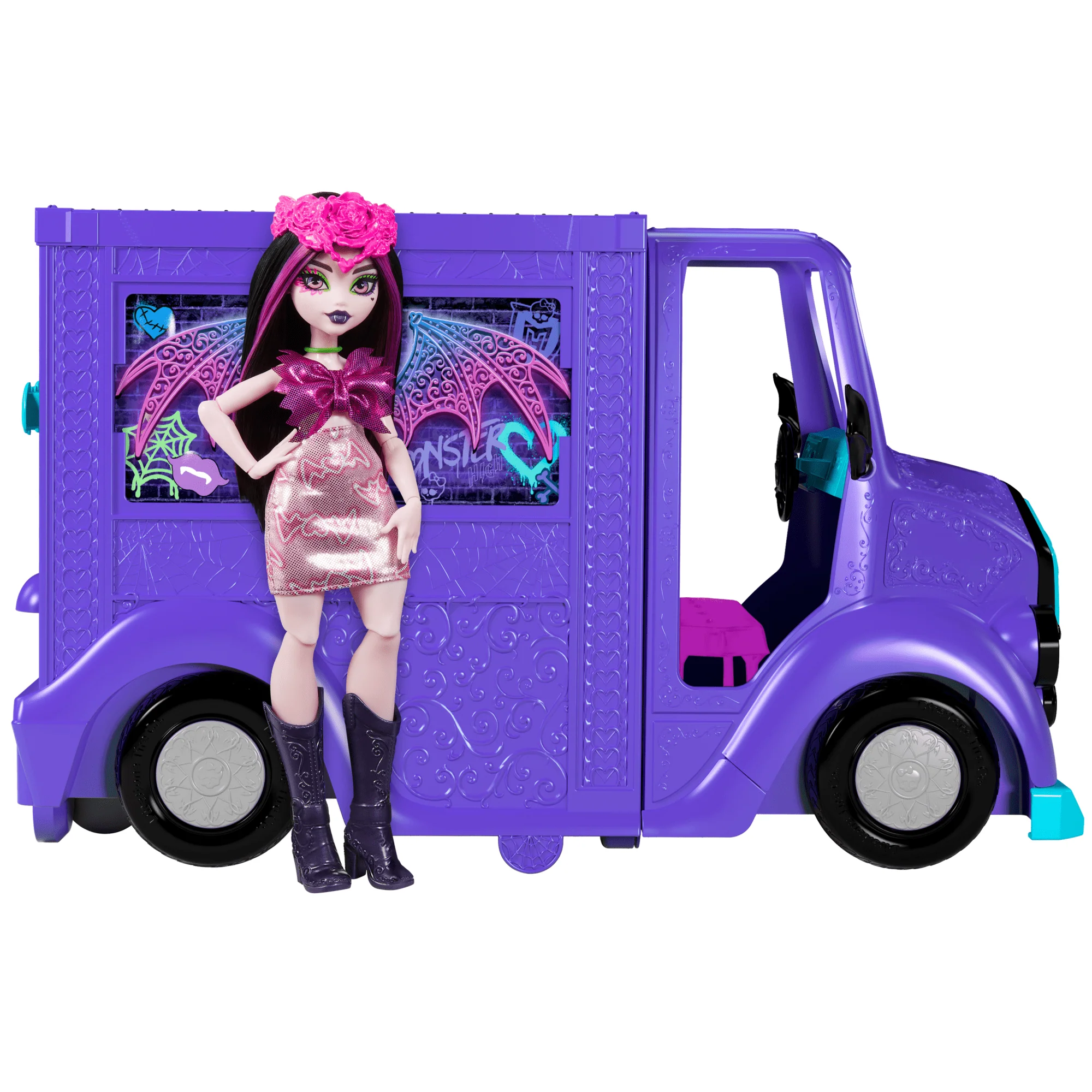 Monster High Draculaura Doll And Fangtastic Rockin�� Food Truck Playset With 13+ Themed Accessoriescessories