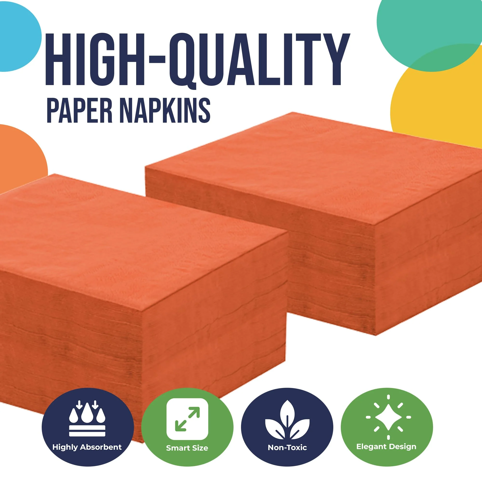 Orange Beverage Napkins | 50 Count